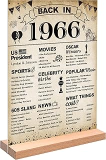 DARUNAXY 60th Birthday Party Decorations, Vintage Back in 1966 Poster Acrylic Sign with Stand 60 Year Old Party Supplies for Men& Women Vintage 1966 Table Decor 60th Anniversary Class Reunion Gifts