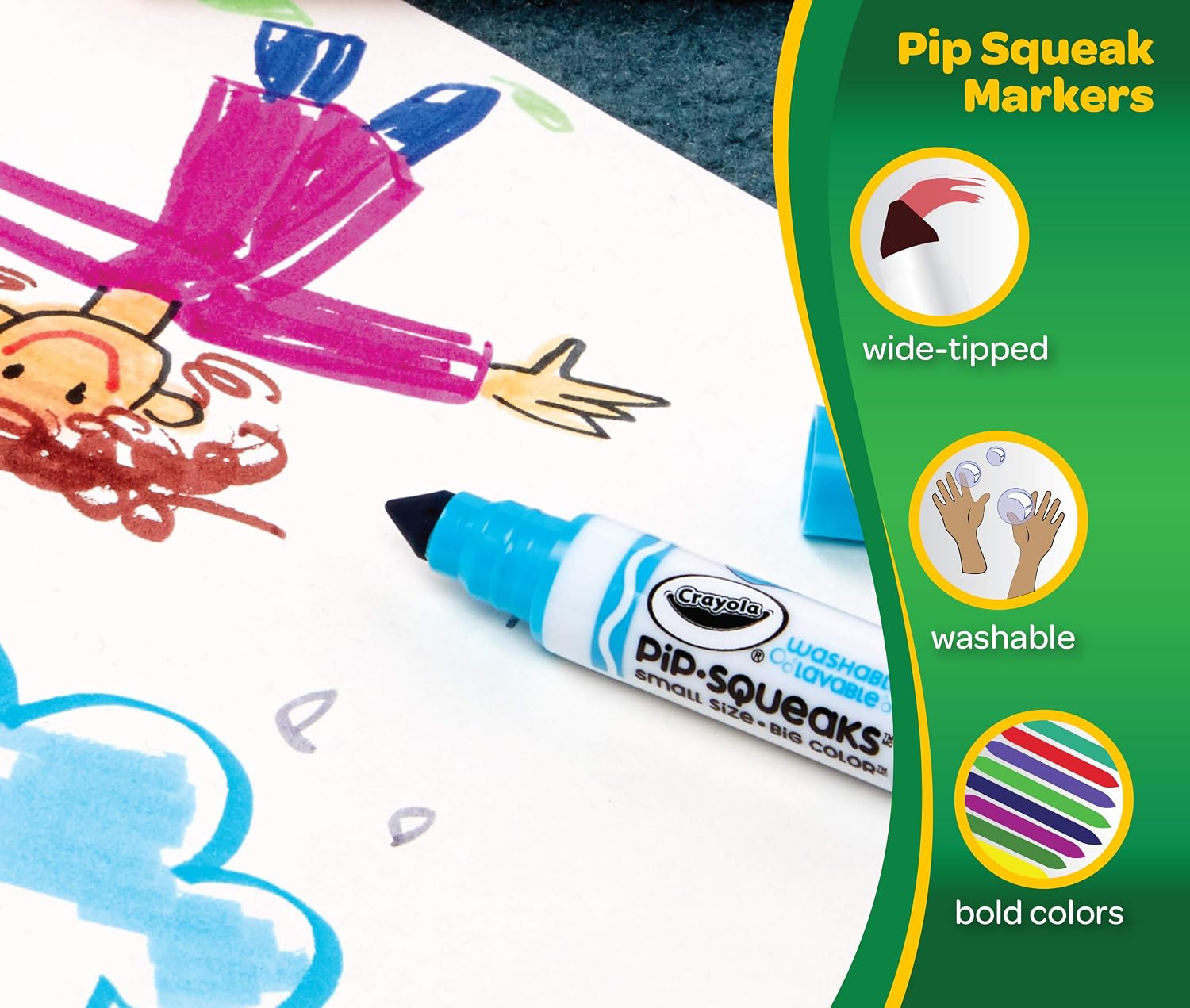 Crayola Pip Squeaks Marker Set, Washable Mini Markers, 64 Count, Gift for Kids