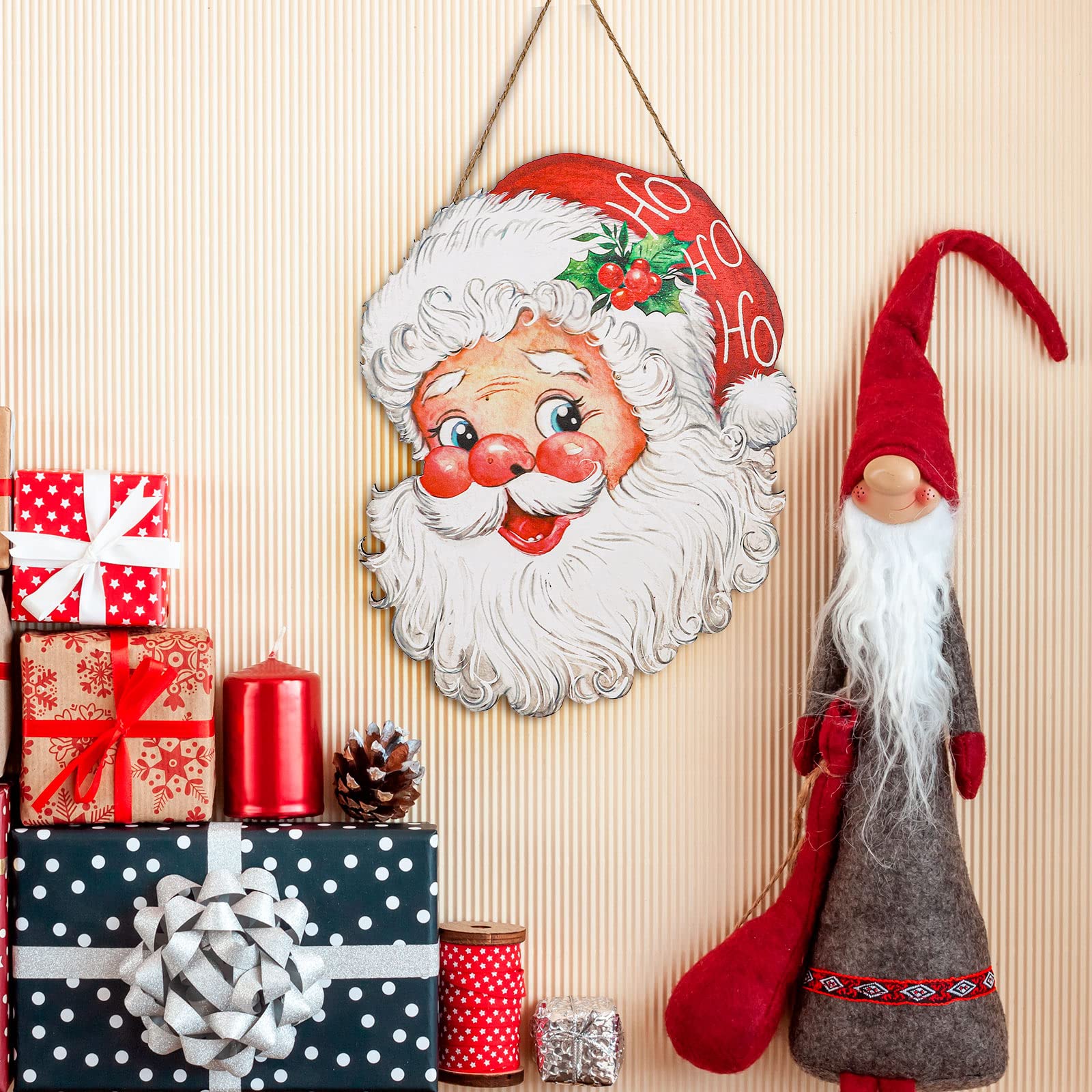 Amazon.com: Whaline 15 Inch Christmas Santa Claus Wooden