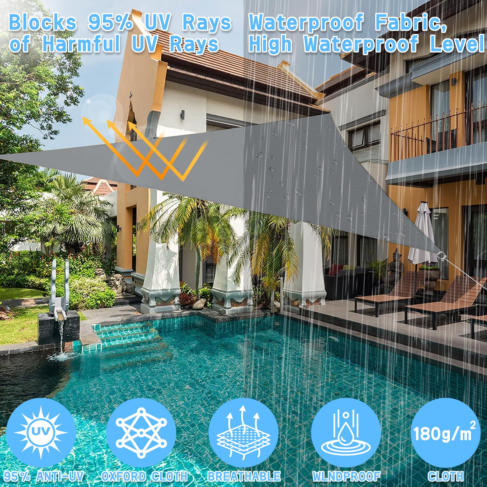 Voile d'ombrage Triangulaire 3x3x3m Imperméable Toile Ombrage UV Protection pour Patio Jardin, Terrasse,Extérieur, Balcon,Orange | Leroy Merlin Voile d'ombrage Triangulaire 3x3x3m Imperméable Toile Ombrage UV Protection pour Patio Jardin, Terrasse,Extérieur, Balcon,Orange | Leroy Merlin