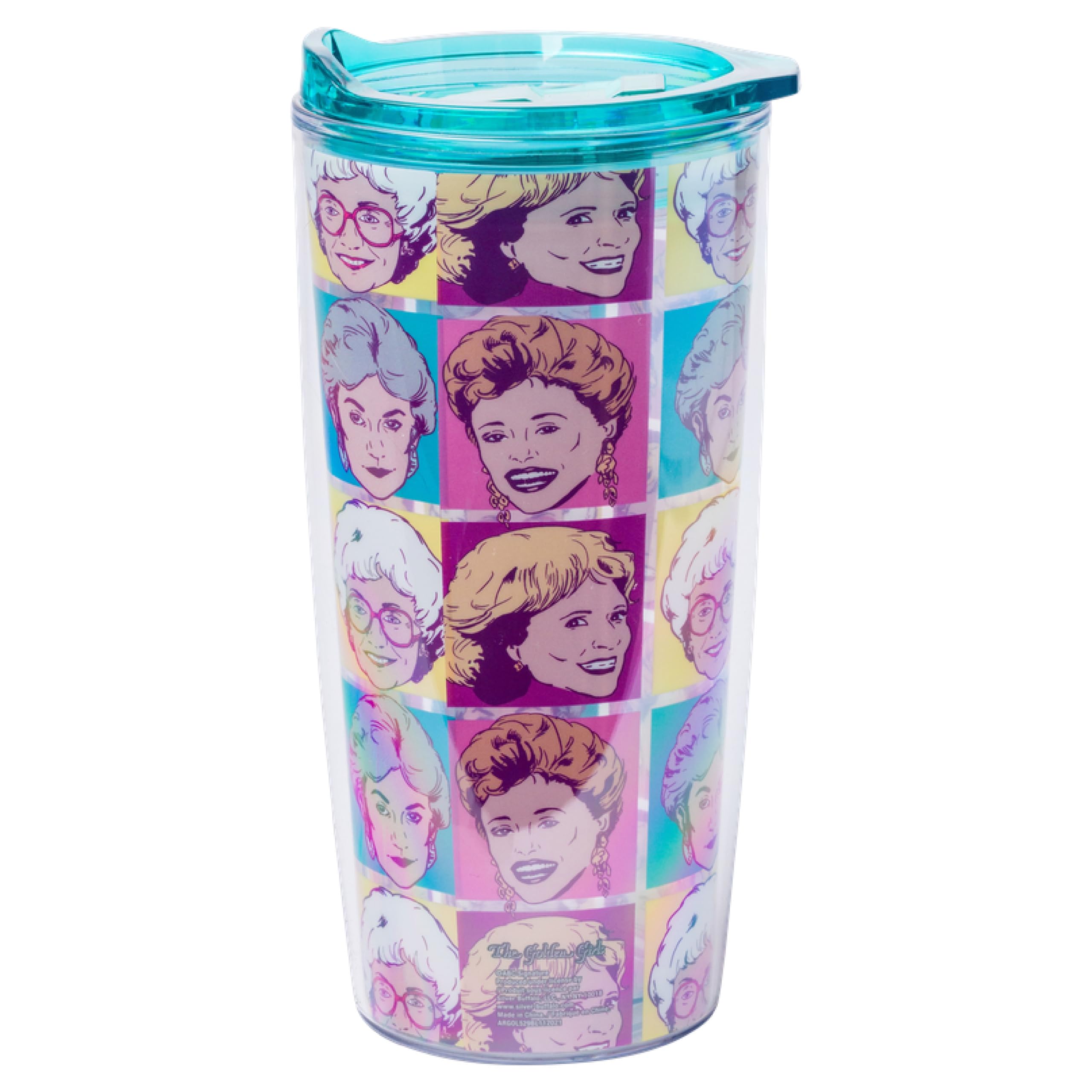 Silver Buffalo Golden Girls Grid, Tumbler with Slide Close Lid, 20oz