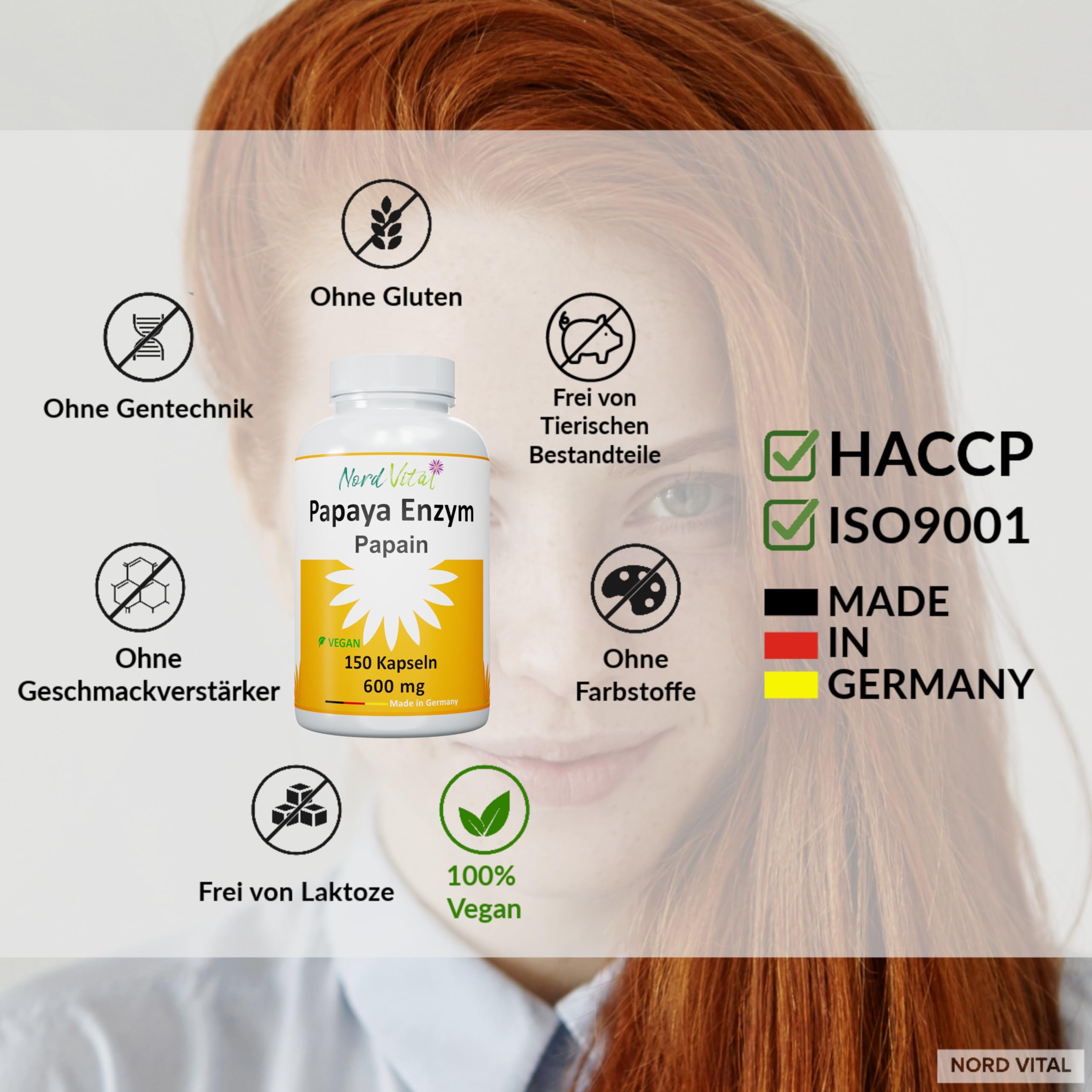 Papaya Enzym Papain - 150 Kapseln - ULTRA-HOCH PAPAIN-ENZYMAKTIVITÄT - Vegan - natürliches Enzym aus Papaya-Extrakt - deutsche Produktion