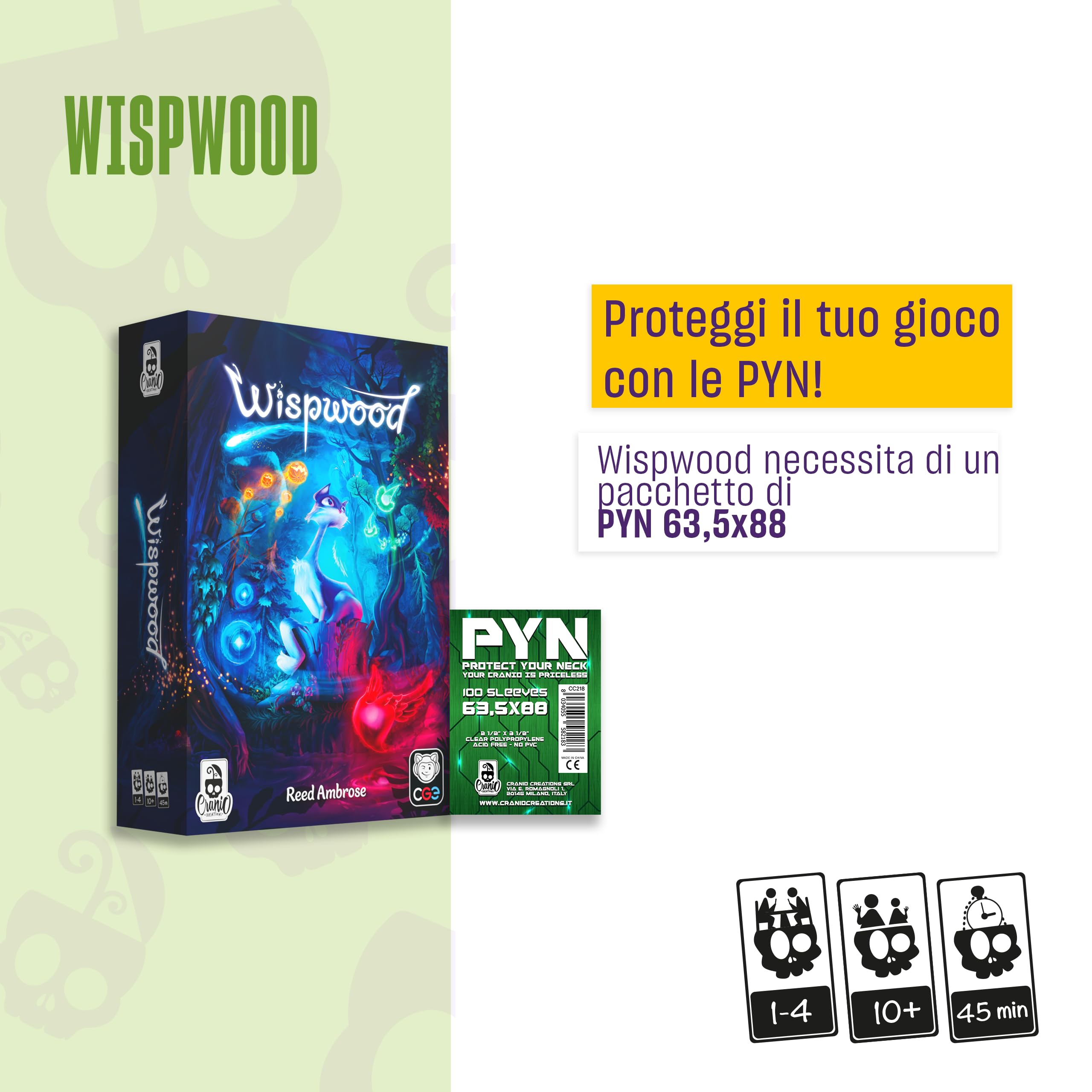Cranio Creations - Wispwood - Esplora una magica foresta di fuochi fatui colorati - Gioco da Tavolo per Famiglie - Età 10+ - Da 1 a 4 Giocatori - Edizione in Lingua Italiana