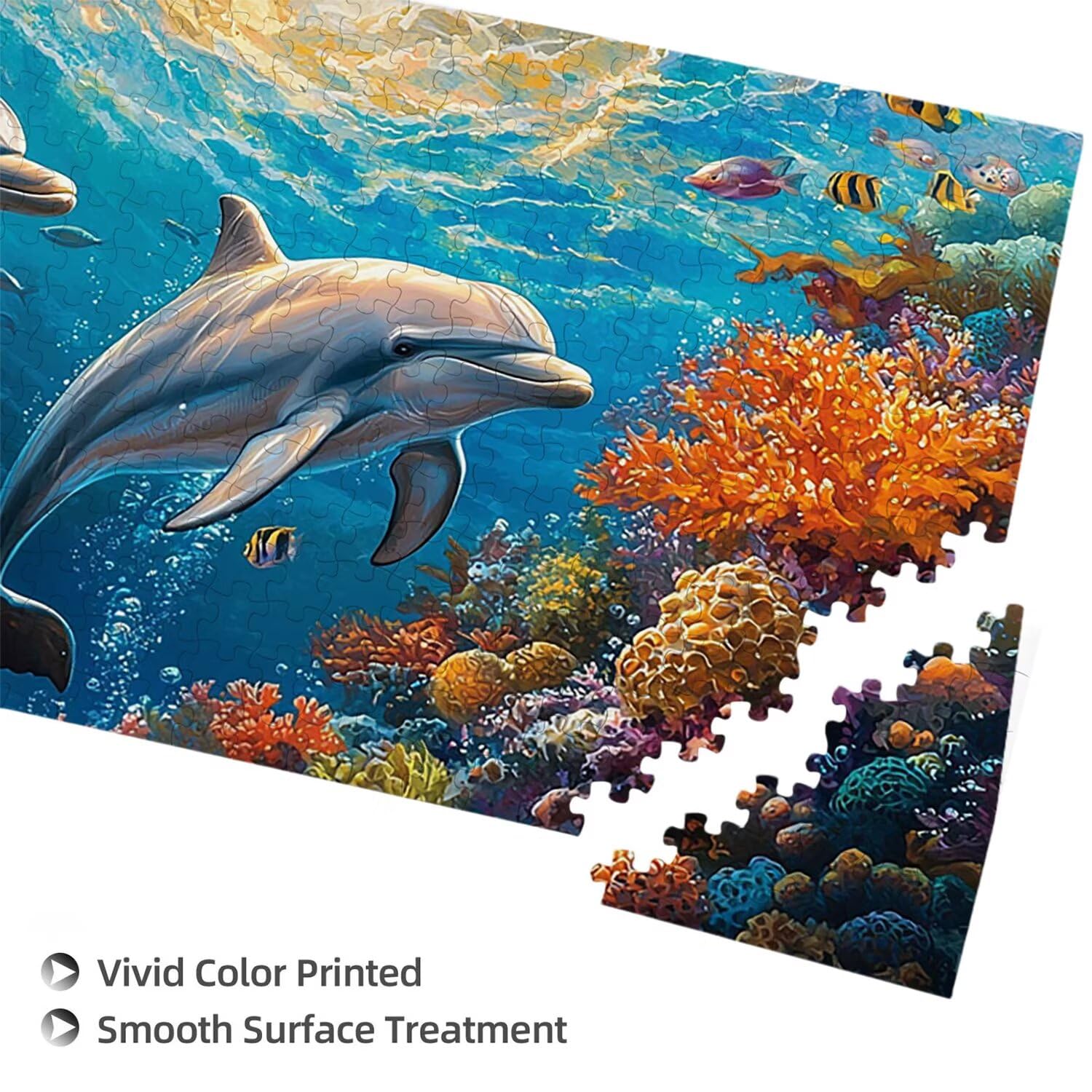 Puzzle dla dorosłych 1692 sztuk, delfiny morskie puzzle, trudne, wyzwanie, puzzle idealnie pasują, napis na plecach, bez pudru, prezent dla seniorów (179x31cm) v329