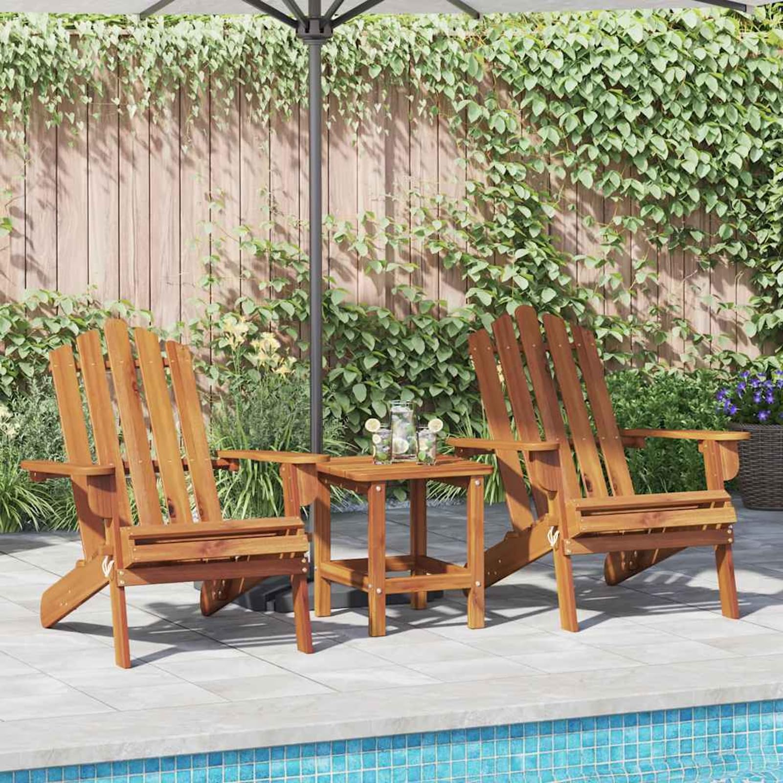 Chaise Adirondack résistante aux intempéries, pack de 2 fauteuils pliants pour petit espace