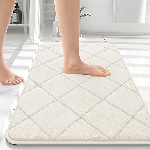 Miniatura 214 de OLANLY Tapete de baño de espuma viscoelástica de 24 x 16 pulgadas, ultra suave y absorbente, lavable a máquina, cómodo tapete de baño para suelo de