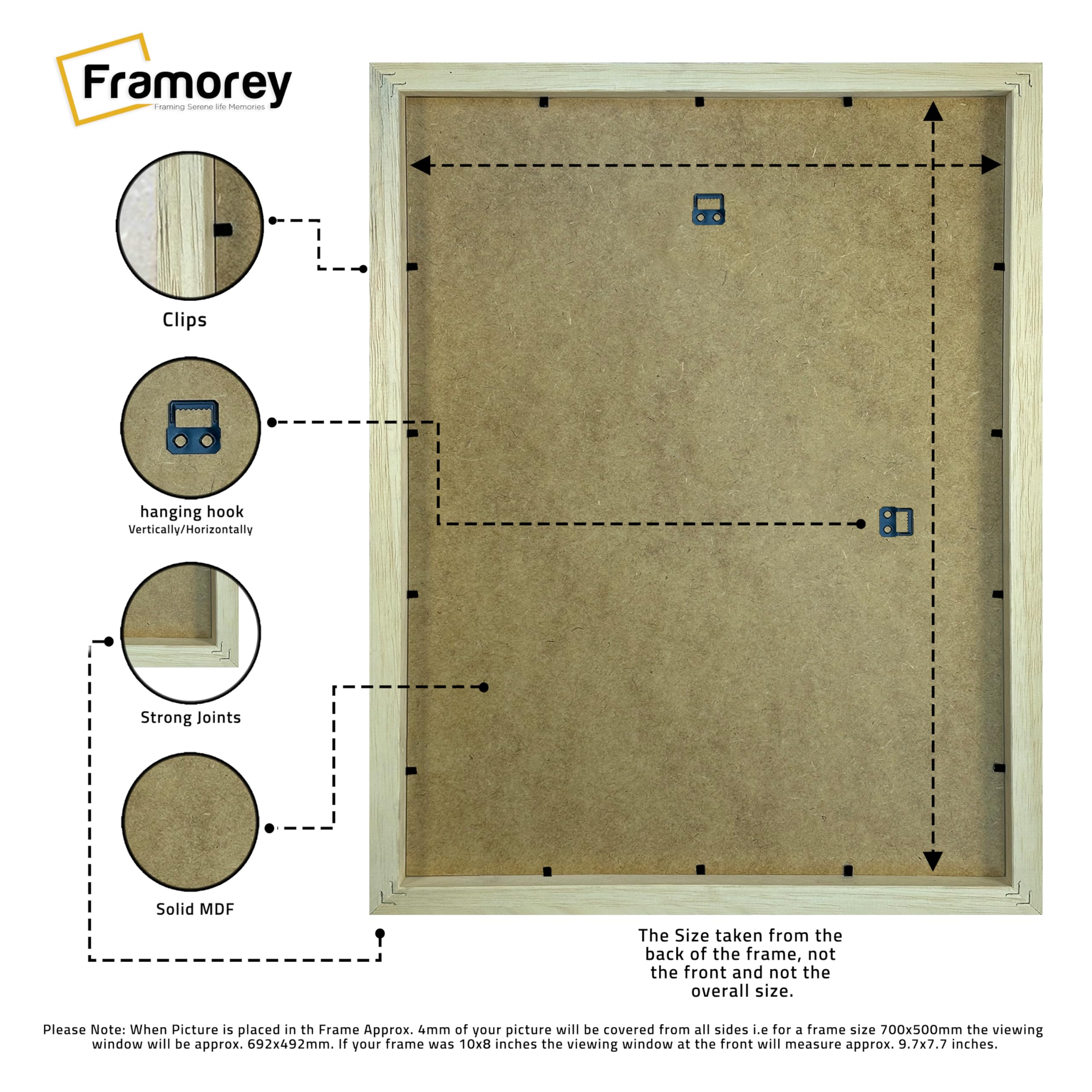 FRAMOREY 60x40cm Black Photo Frame, 400x600mm Solid Wood Picture Frame with Shatterproof Perspex, Poster Frame Real Wood - Image 4