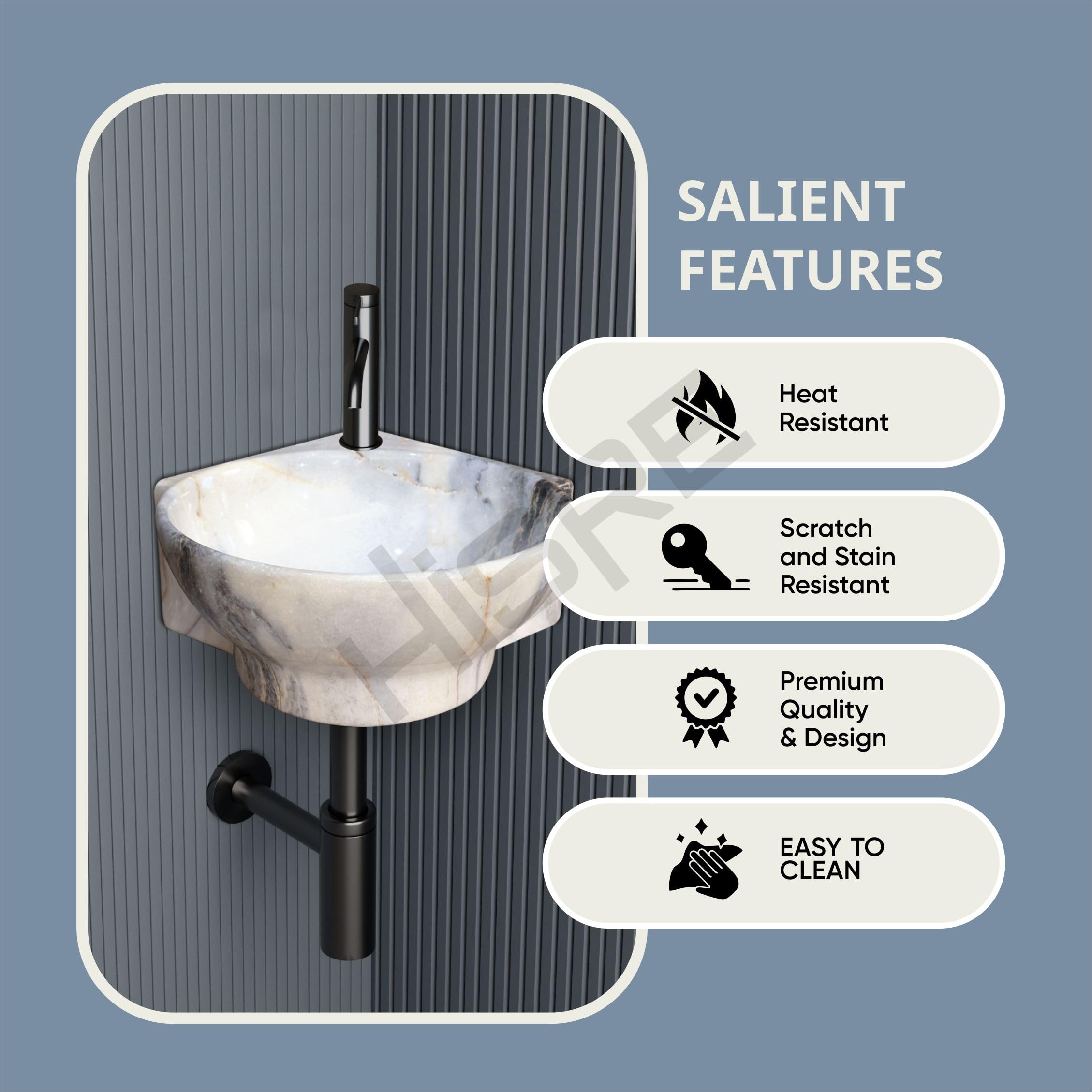 HISRE Wall Mounted Wash Basin for Bathroom | Ceramic Wash Basin Wall Hung Small Corner Wash Basin/Sink (Style - E), photo 3 of 5