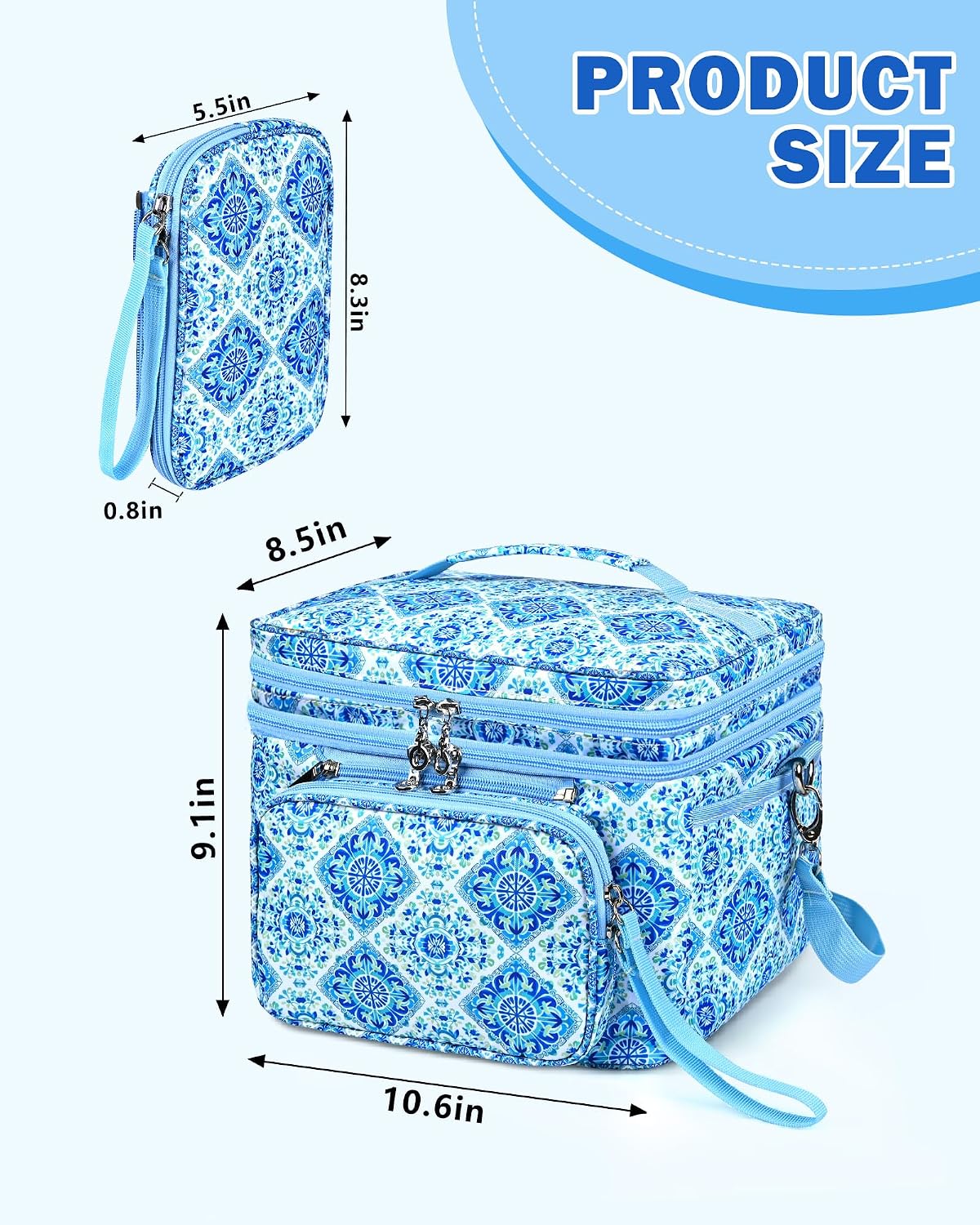 Double Layer Sewing Accessories Organizer Bag with Detachable Front Pouch