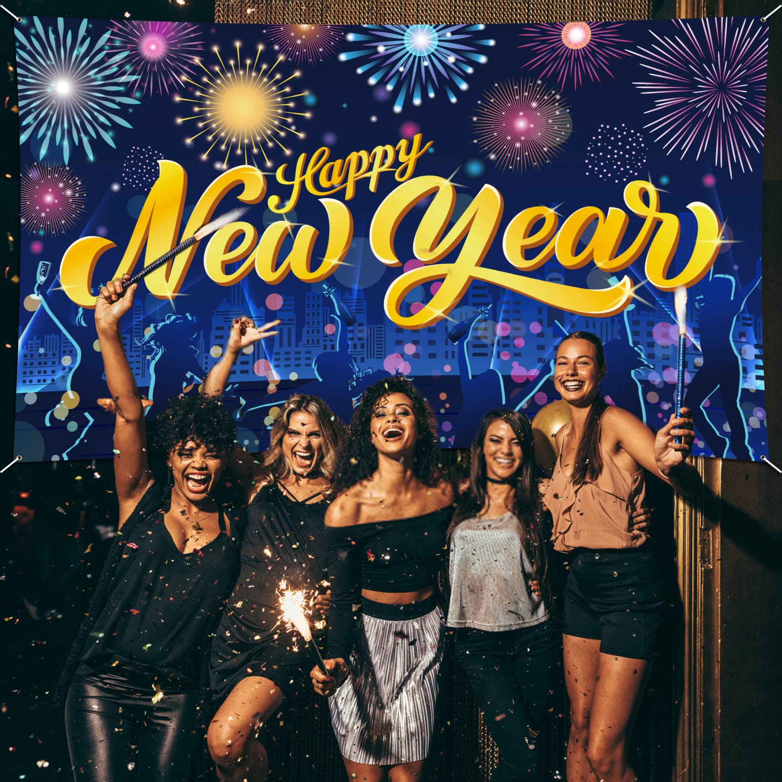 Festone Capodanno 2022 HOWAF Decorazioni Capodanno 2024 Kit Festone Di Buon  Anno Happy Scritta 2024 Capodanno, image size:1601x1601