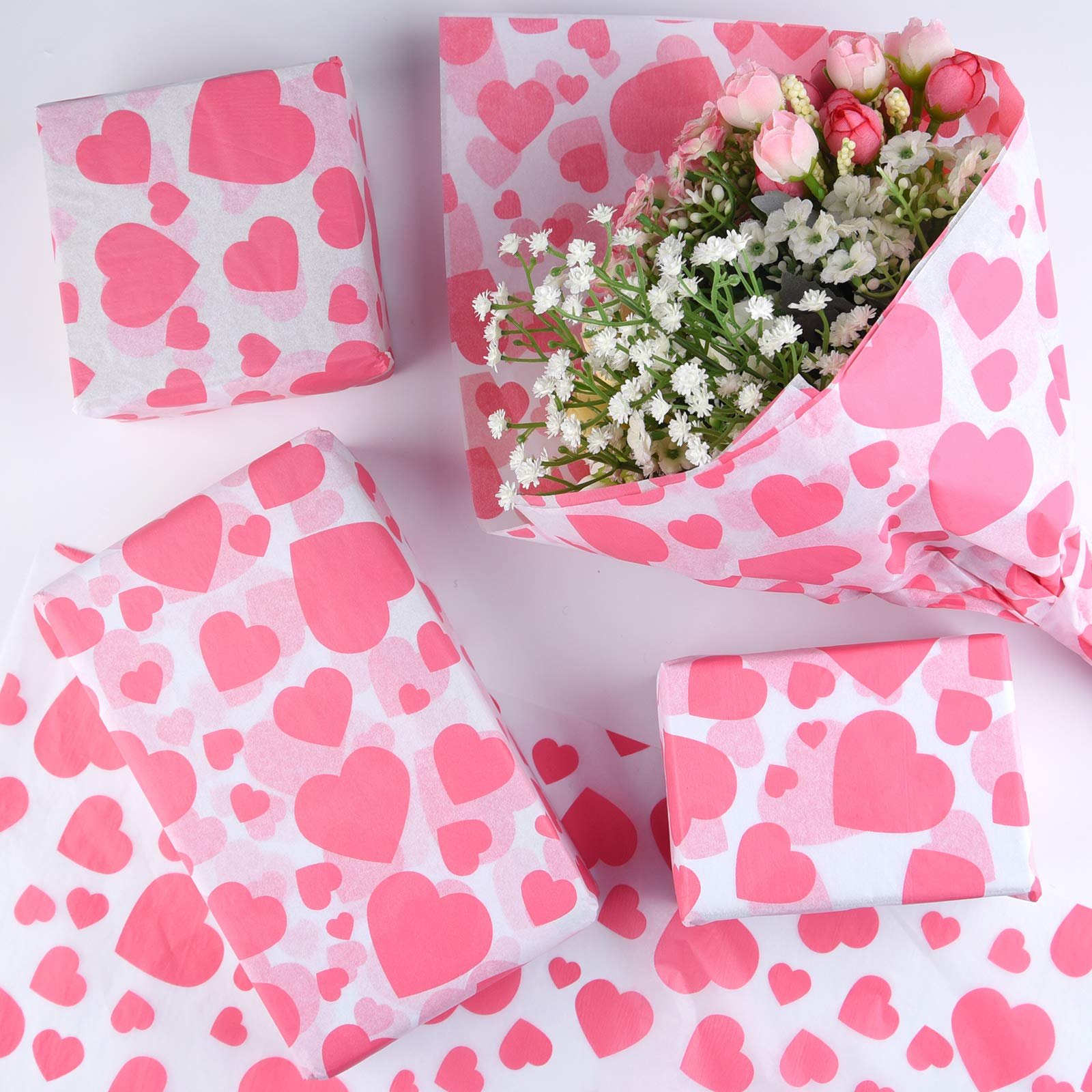 30 Sheets Heart Flower Tissue Paper - 19.68x13.78in Gift Wrapping Paper For Crafts - View #3