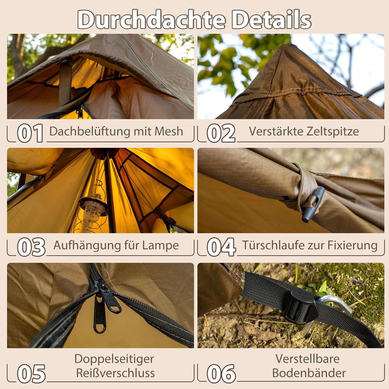 Tipi Tienda de campaña con apertura de horno y delantal de nieve para 4 personas, impermeable, para camping, 4 años, para senderismo, exterior, trekking, caza, pesca