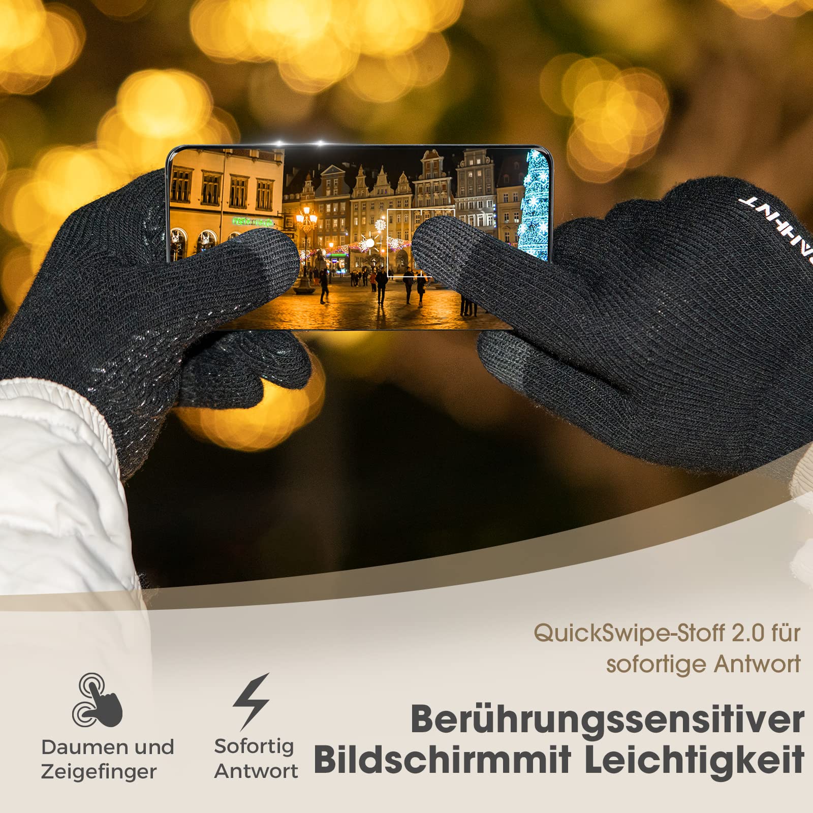 Rahhint Guantes Invierno Mujer - Guantes Hombre Termicos Lana Espesar - Guantes Tactiles Antideslizantes Smartphone