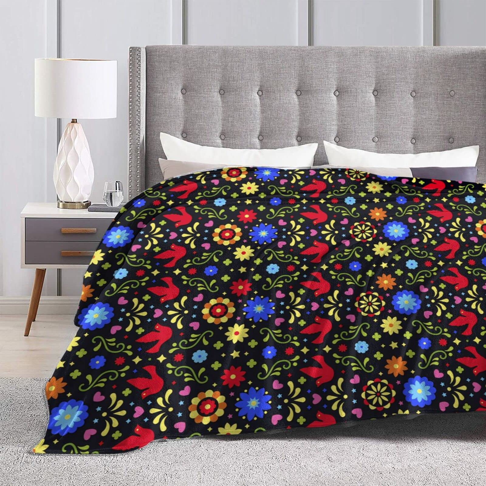 Amazon｜スーパーソフトフランネルブランケット フローラルメキシコ