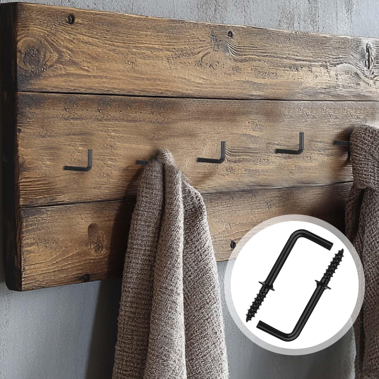 100 Ganci A Vite Neri 30mm - Ganci Per Appendere Con Punta Avvitatura - Foto 8