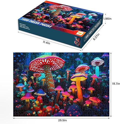 Miniatura 3 de Rompecabezas de 1000 piezas para adultos, rompecabezas de madera que resalta la maravilla y la fascinación de los hongos, piezas gruesas y