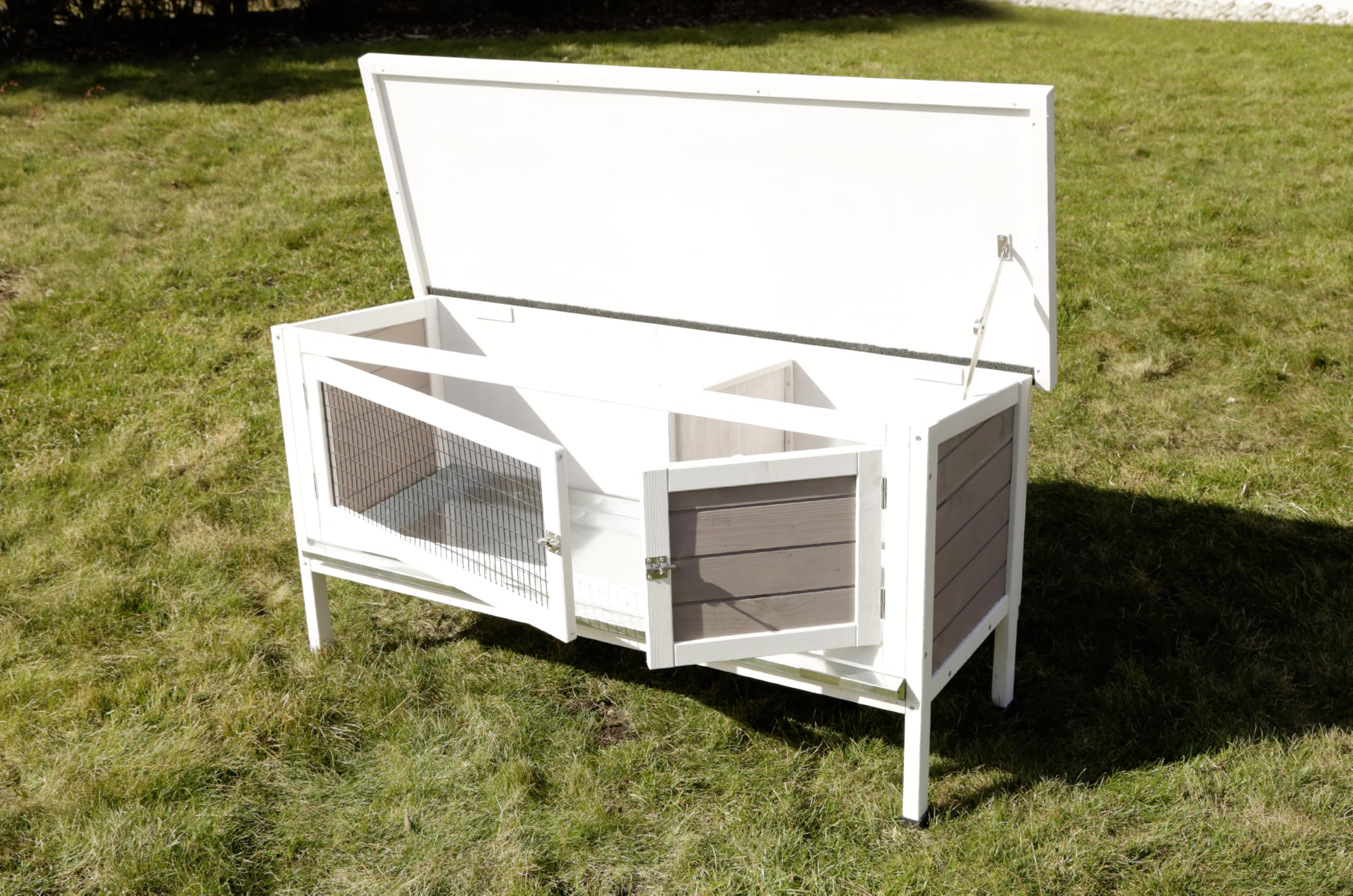 Kerbl Pet domek dla królików, 116 x 45 x 62 cm, biały/szary