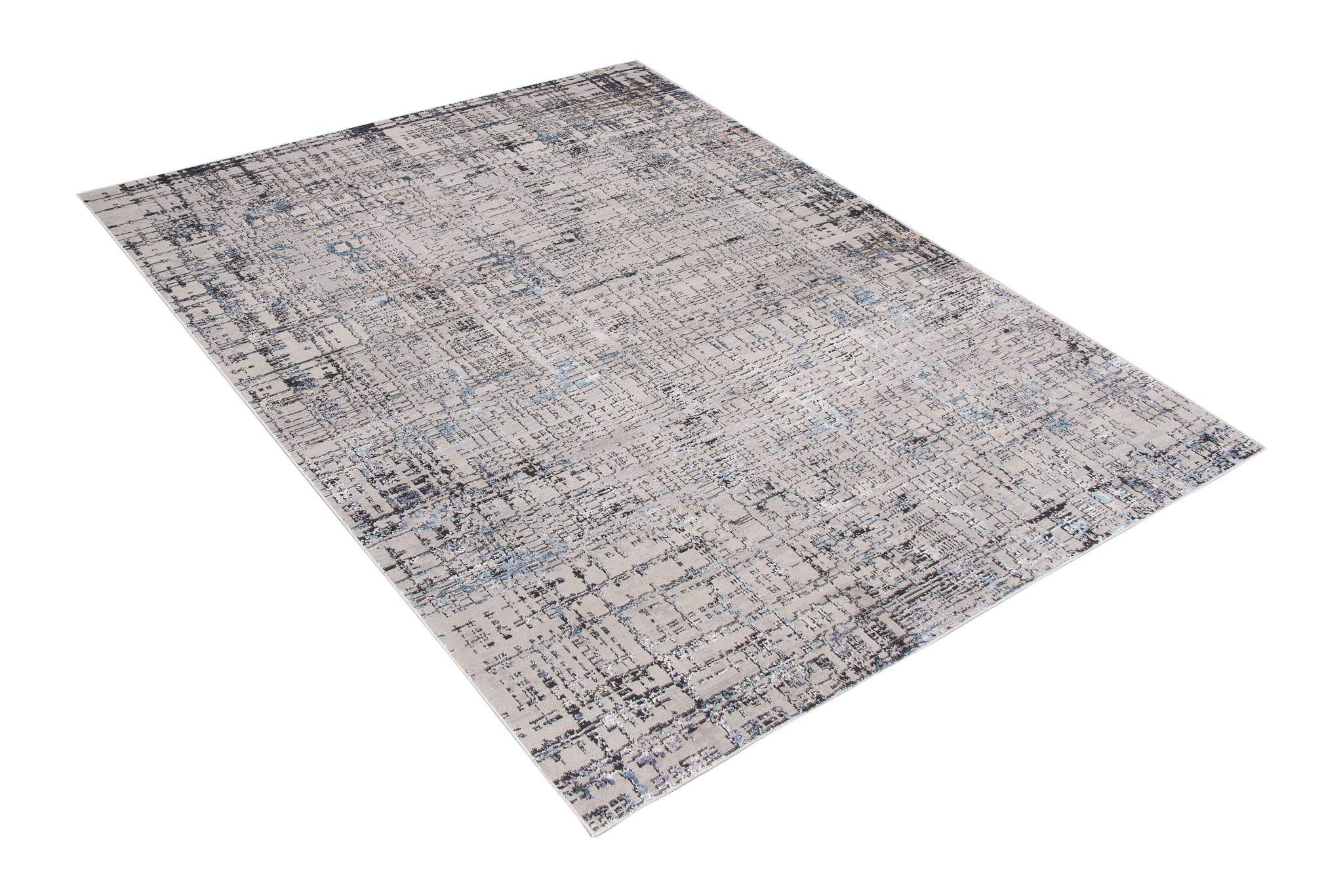 Tapiso Charleston dywan z krótkim włosiem, niebieski, szary, fioletowy, nowoczesny, rozmazywany w stylu vintage, melanż, do salonu, sypialni, Ökotex 140 x 200 cm