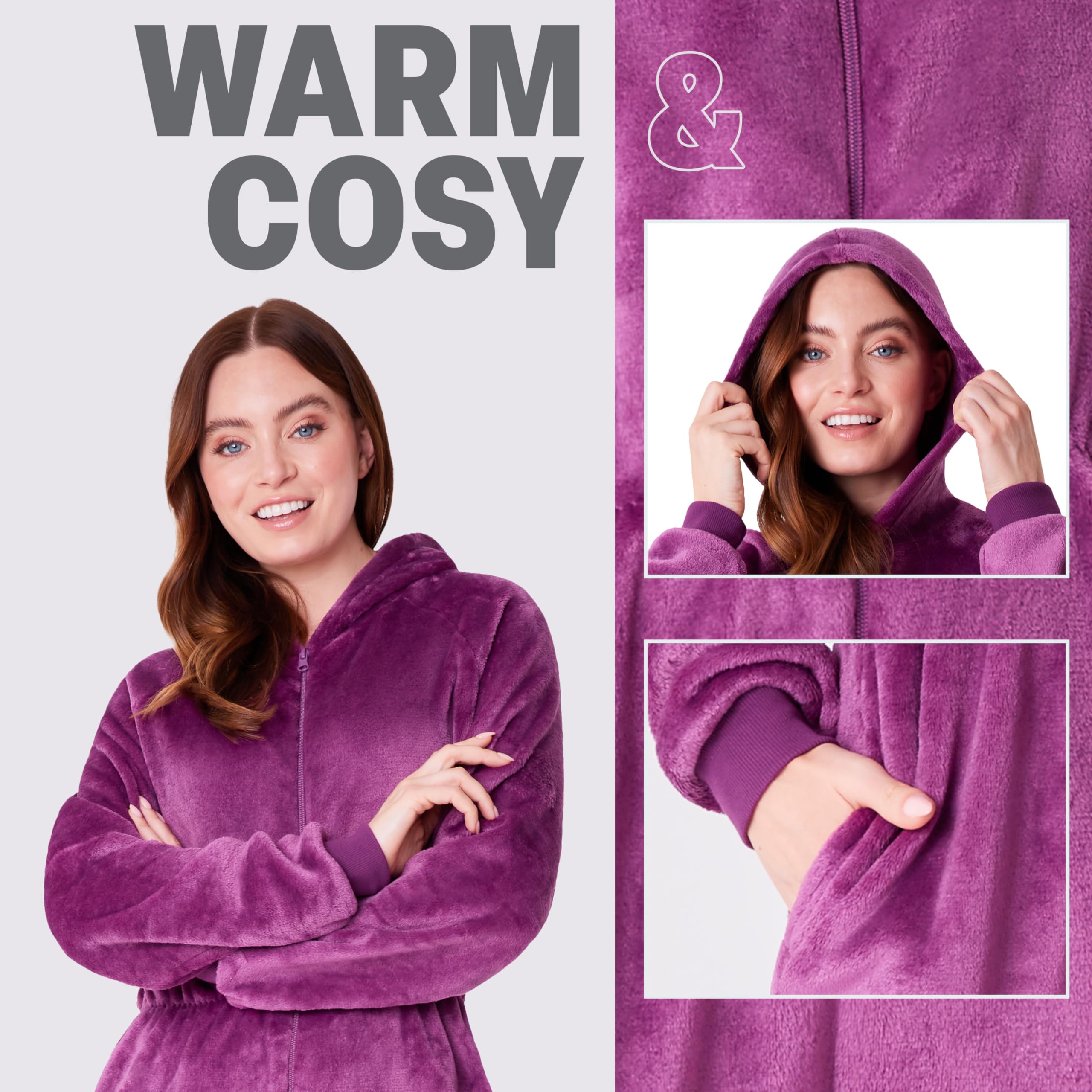CityComfort Pigiama Intero Donna - Pigiamone Intero in Pile S-XL Caldo e Morbido