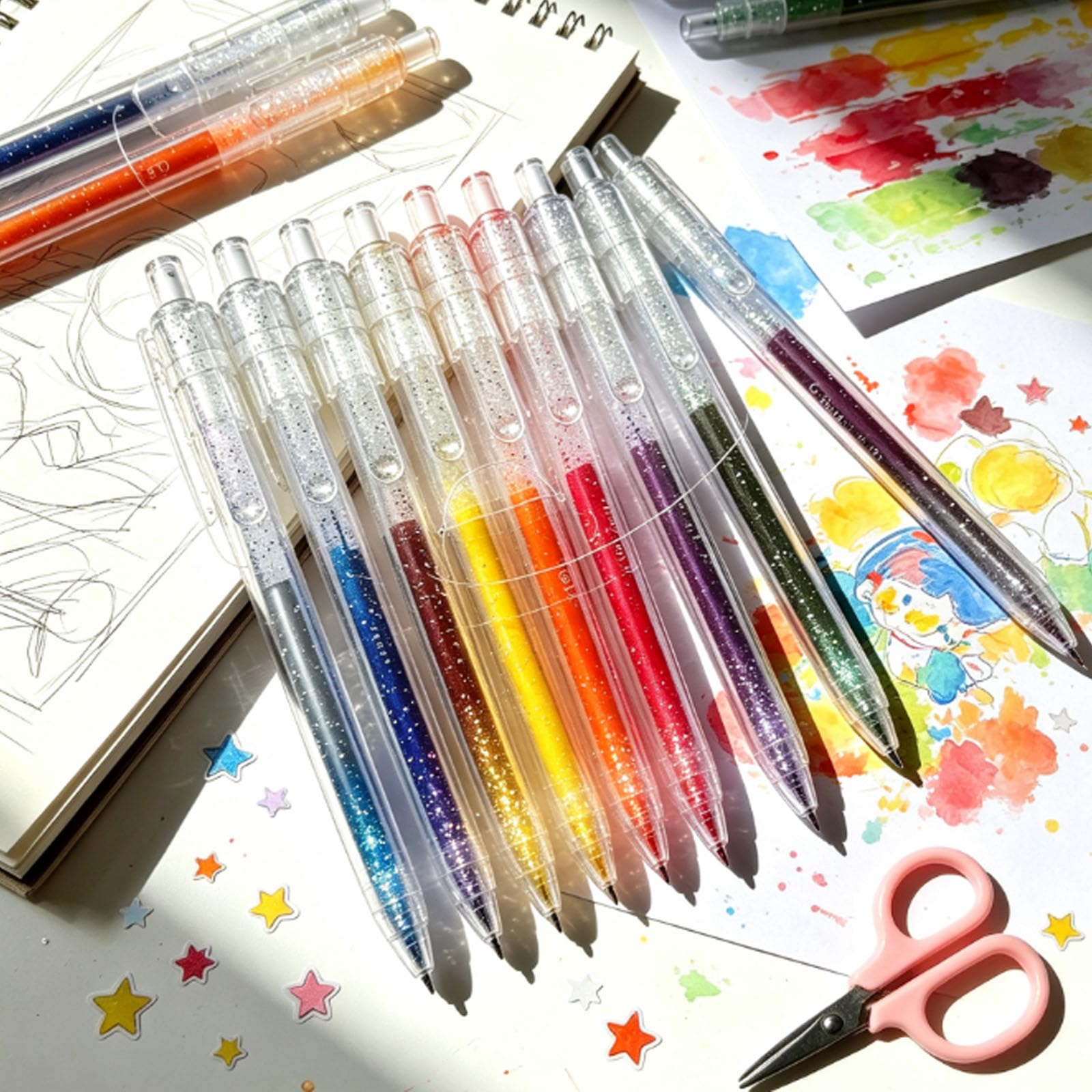 Ensemble De Stylos à Paillettes à Séchage Rapide, Stylos à Encre Pailletée (Couleur 48)