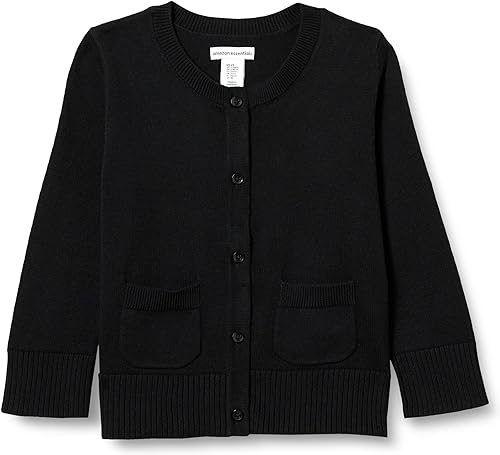 Tienda Essentials Suéter tipo cárdigan ajustado con cuello redondo para niñas