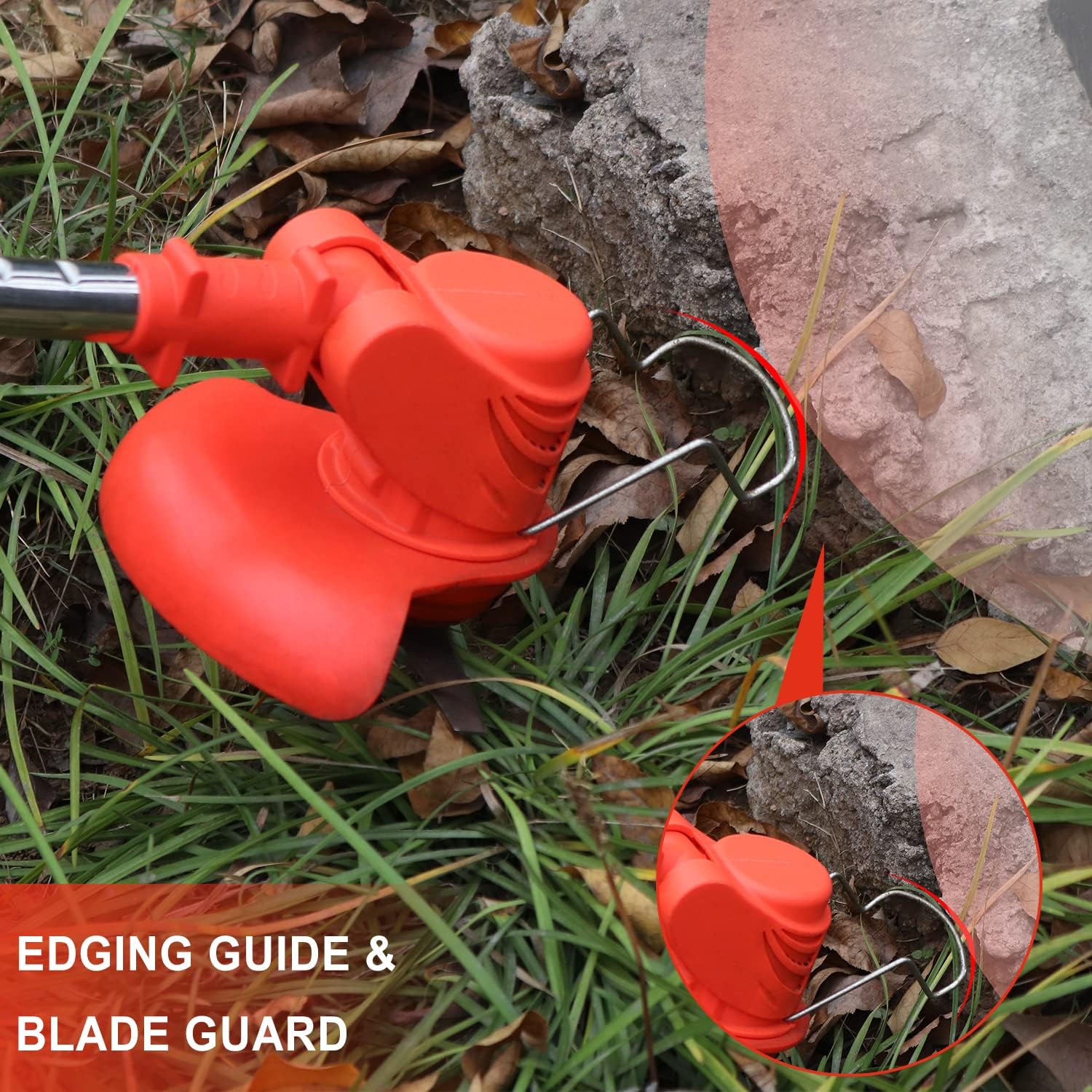 Weed Wacker Cordless Electric Brush Cutter Stringless Weed Eater with 2 Types Blades 2 Batteries Lightweight for Garden Yard Lawn Trimming/Pruning,1 Charger Red