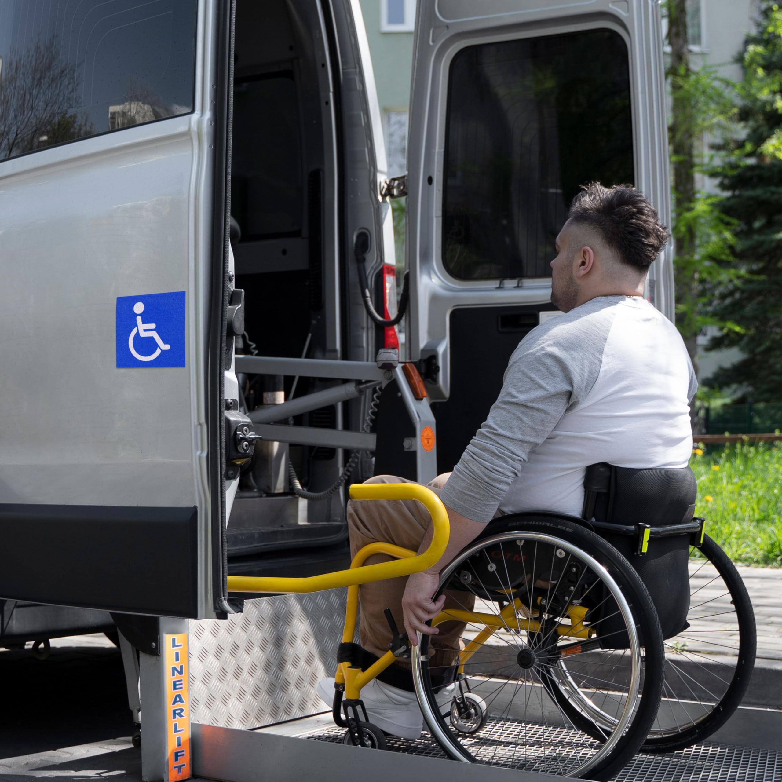 Adesivi generici disabili per sedia a rotelle, dimensioni da 10 cm a 50 cm, per auto, pareti, porte (272/1) (blu lucido, 40 x 40 cm