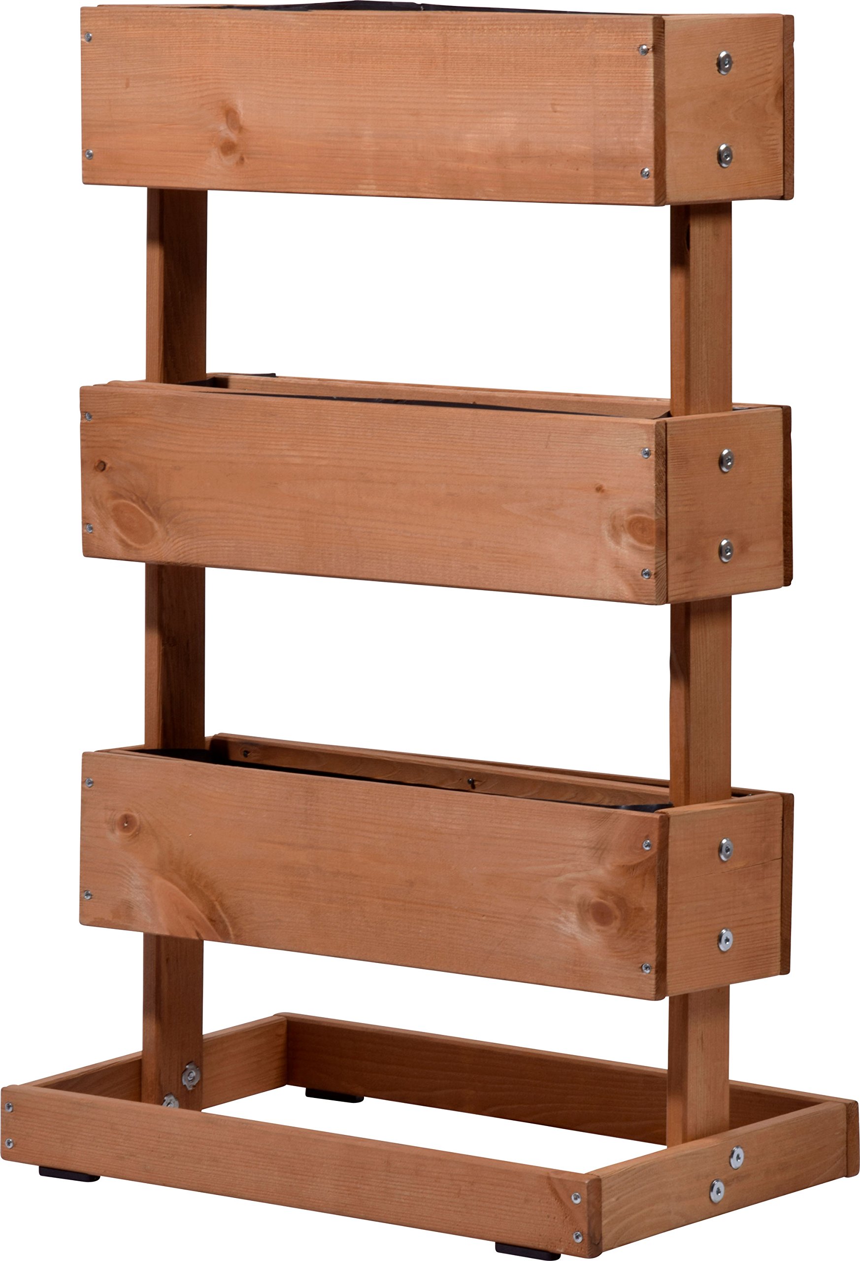 dobar® 58525e - Macetero Vertical de Tres Niveles, con 3 macetas, Jardinera Vertical para jardín/terraza/balcón, Escalera con lámina para Plantas, 49,5 x 30 x 78 cm, marrón