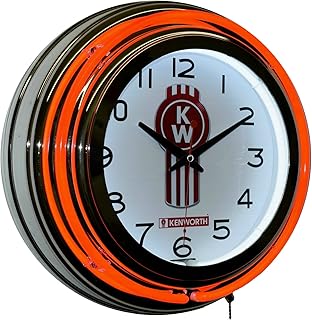 KW Kenworth Truck Red Double Neon Advertising Clock Wall Decor