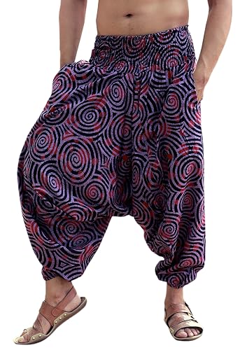 SARJANA HANDICRAFTS Men Women Cotton Harem Pants Pockets Yoga Trousers Hippie - One Size - Purple
