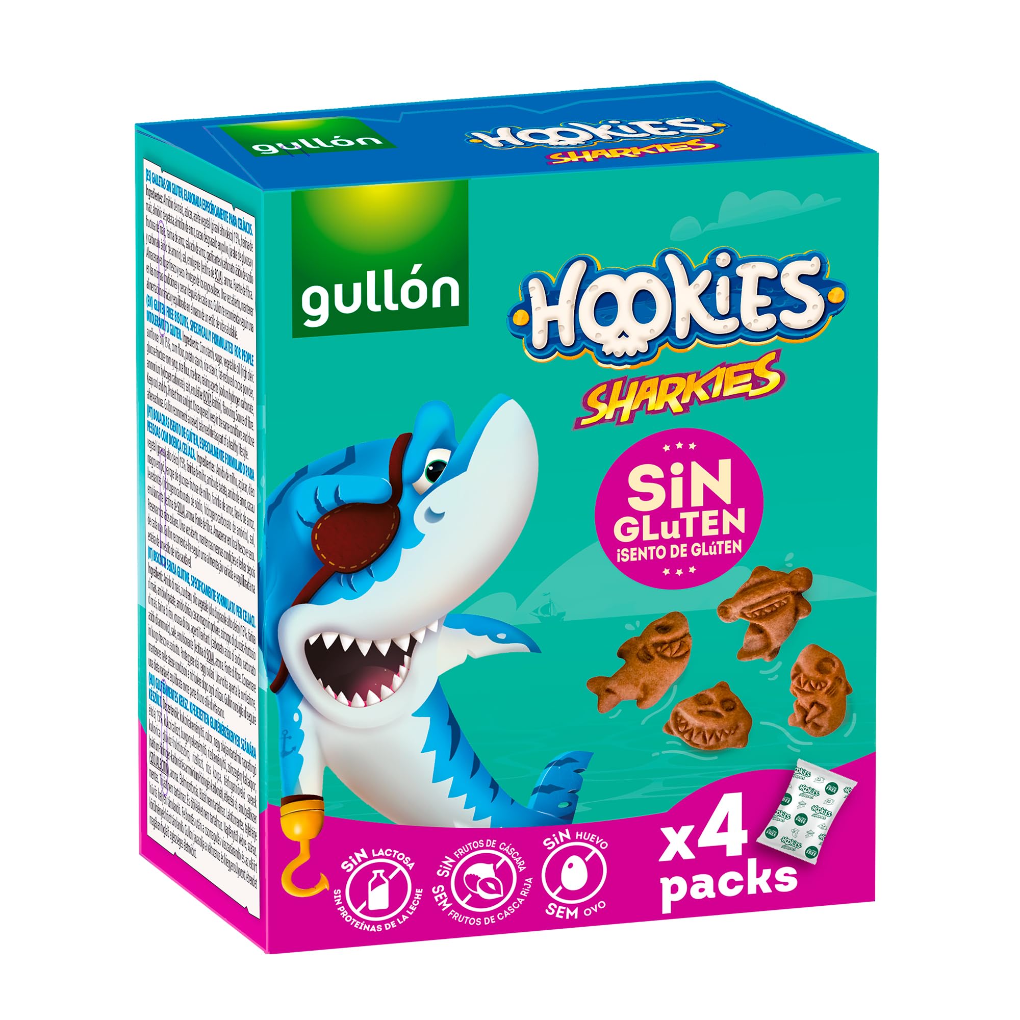 Gullón Galletas Sin Gluten Hookies Mini Sharkies 160g (4x40g)