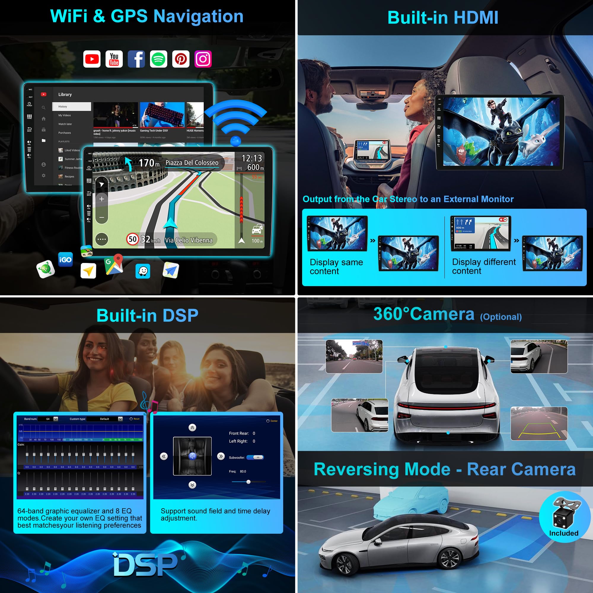 [Eingebaut 4G DAB]- 6G+128G - Autoradio für Toyota Corolla Auris 2013-2016 - Android 16 Radio - Carplay/Android Auto - Kamera + MIC - 10.1 Zoll 2 Din 8-Core - Lenkradsteuerung HDMI 360-CAM