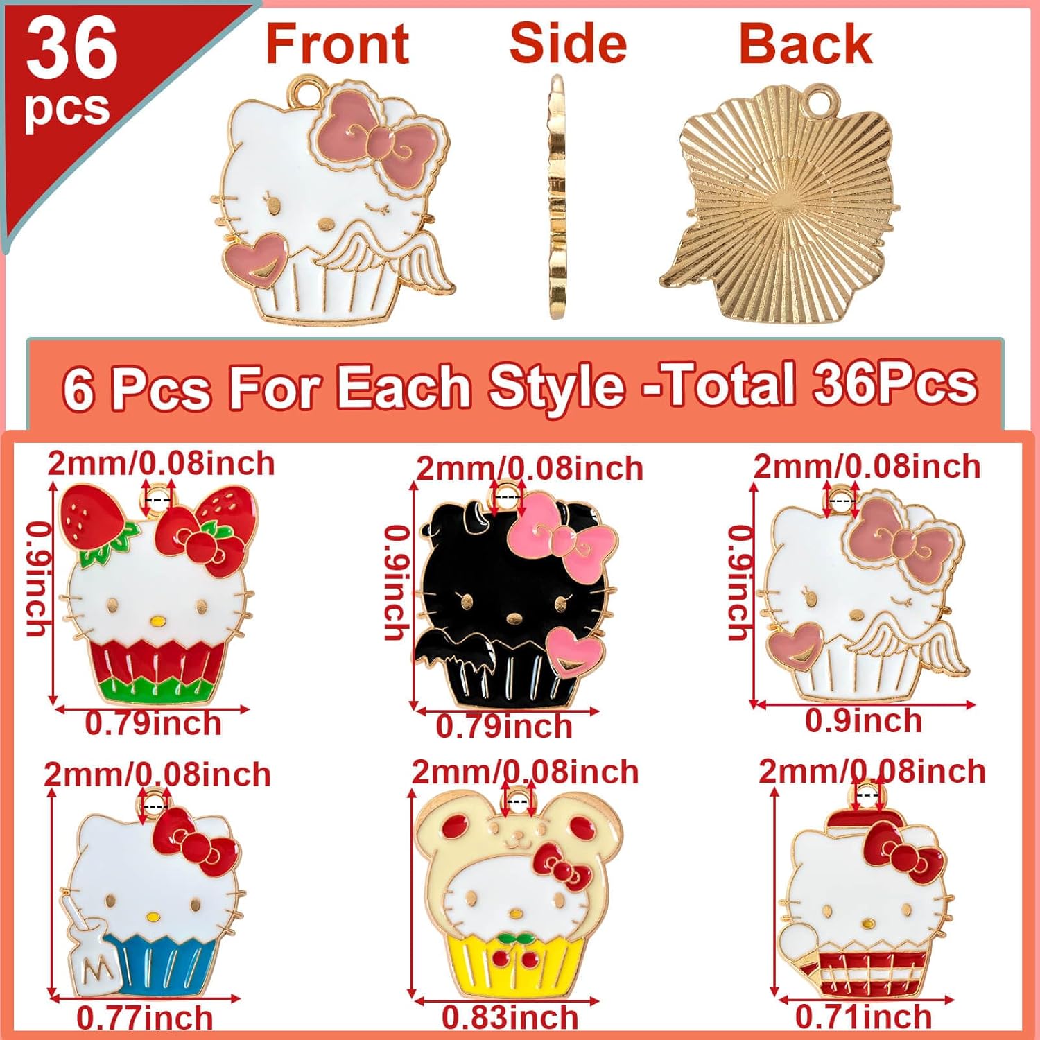 Anjulery 36 Pieces Enamel Cat Charms for Jewelry Making - Cute Kitty Charm for Bracelets Earrings Pendants Necklaces Crafts (36Pcs K6A) - Image 3