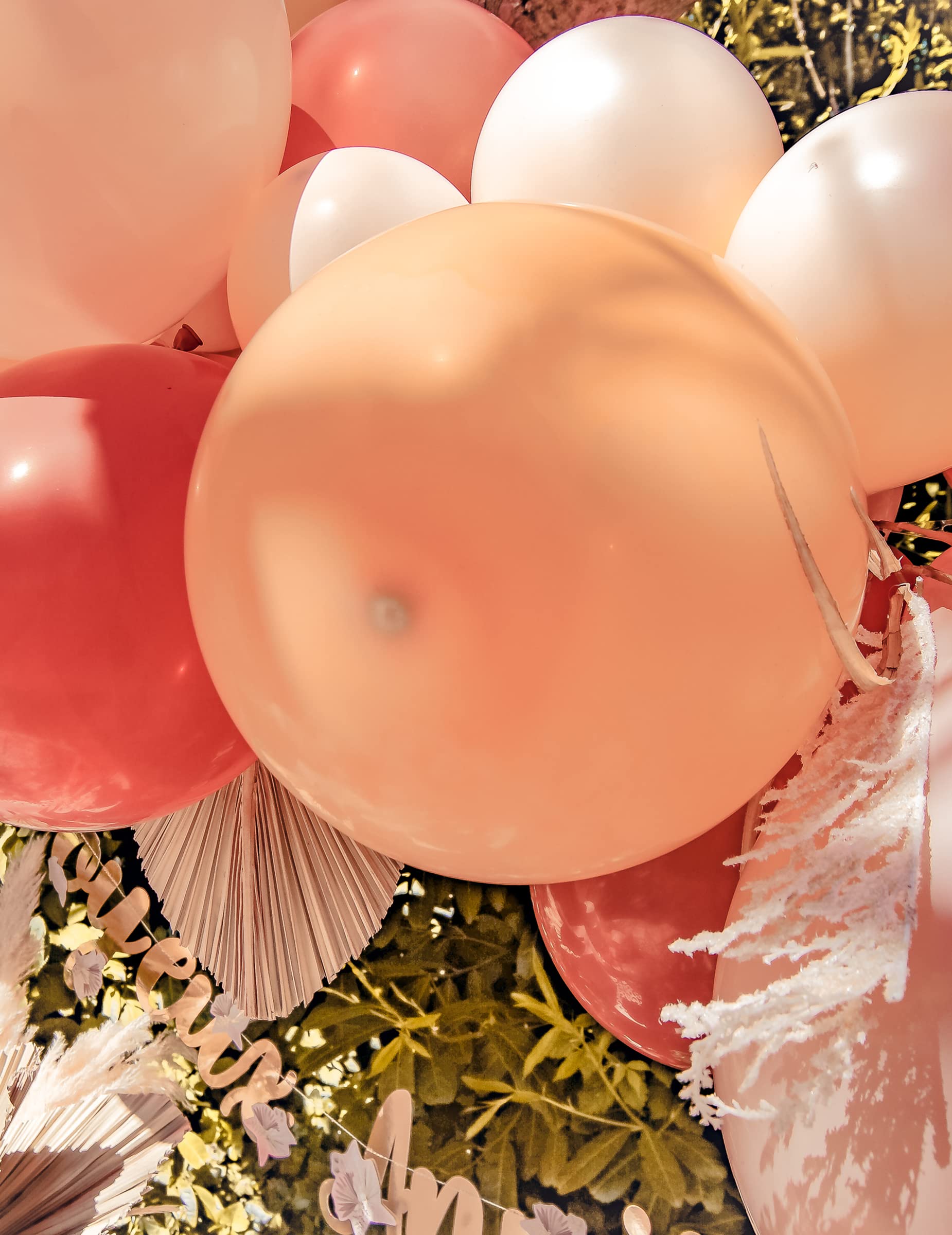 Luftballon-Deko-Set mit Pampasgras und Palmenblättern 82-teilig bunt