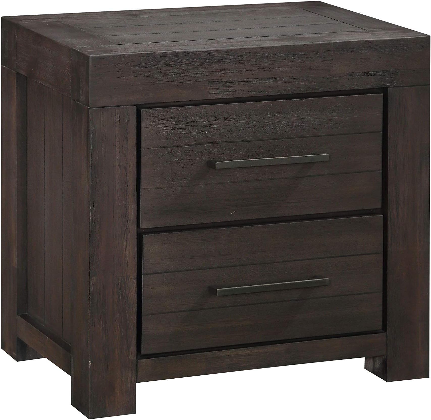 Solid Wood Nightstand, 2-Drawer, Heath - Basalt Grey