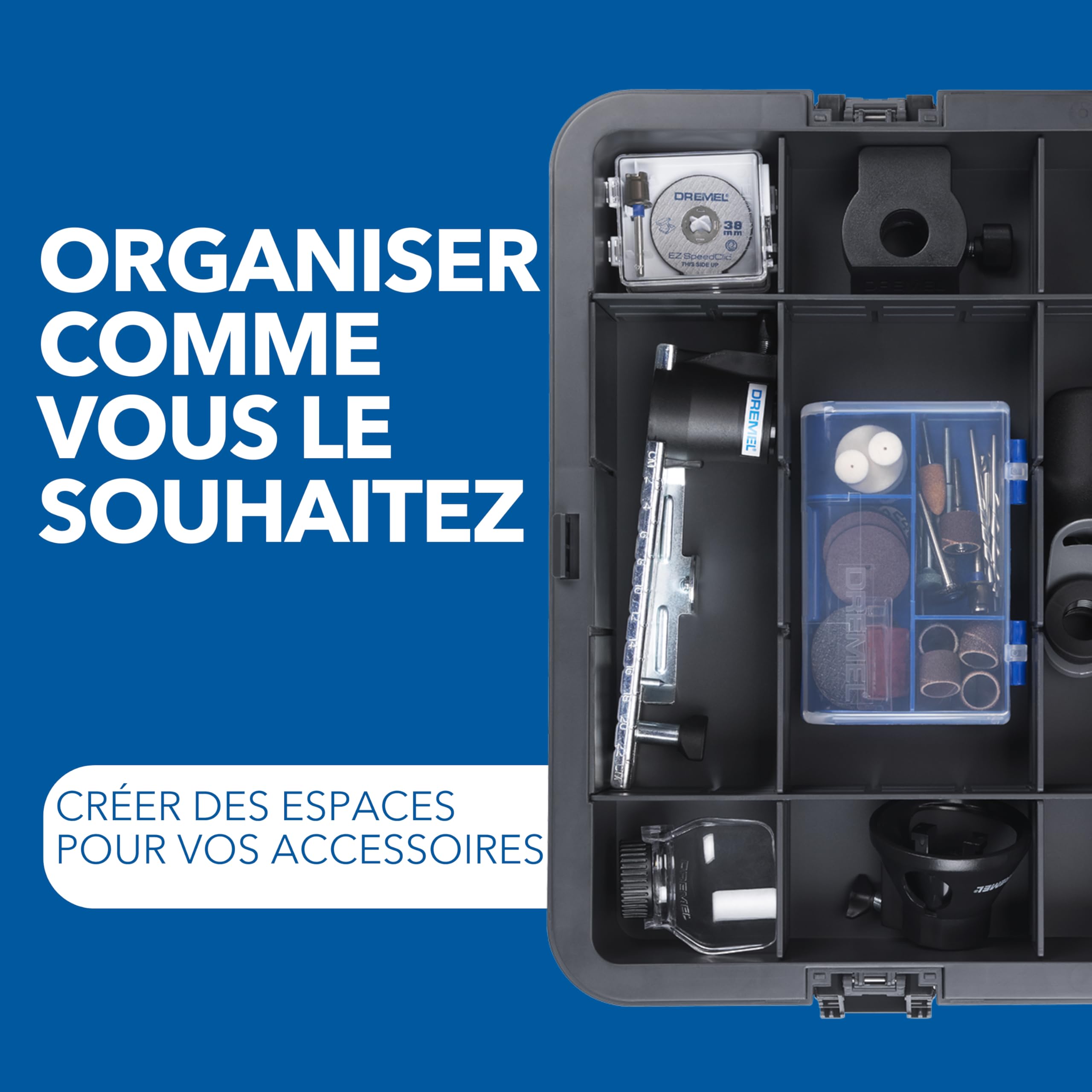 Dremel 8250 Outil rotatif sans fil 12 V 5 000-30 000 tr/min Kit d'outils multifonctions sans balais avec boîte Dremel, 65 accessoires, 5 accessoires et embouts, pour poncer, fraiser, graver