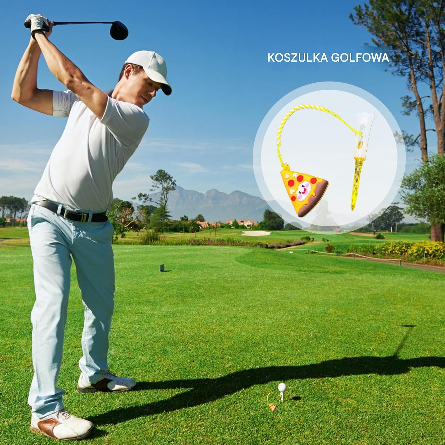 Wieszak Do Golfowych Tee | Zabawne Akcesorium Pierścieniowe Anti Lost do Tee Golfowych | Zabawny Akcesorium Treningowe Dla Golfistów Z Motywem Żywności Dla Ojca,