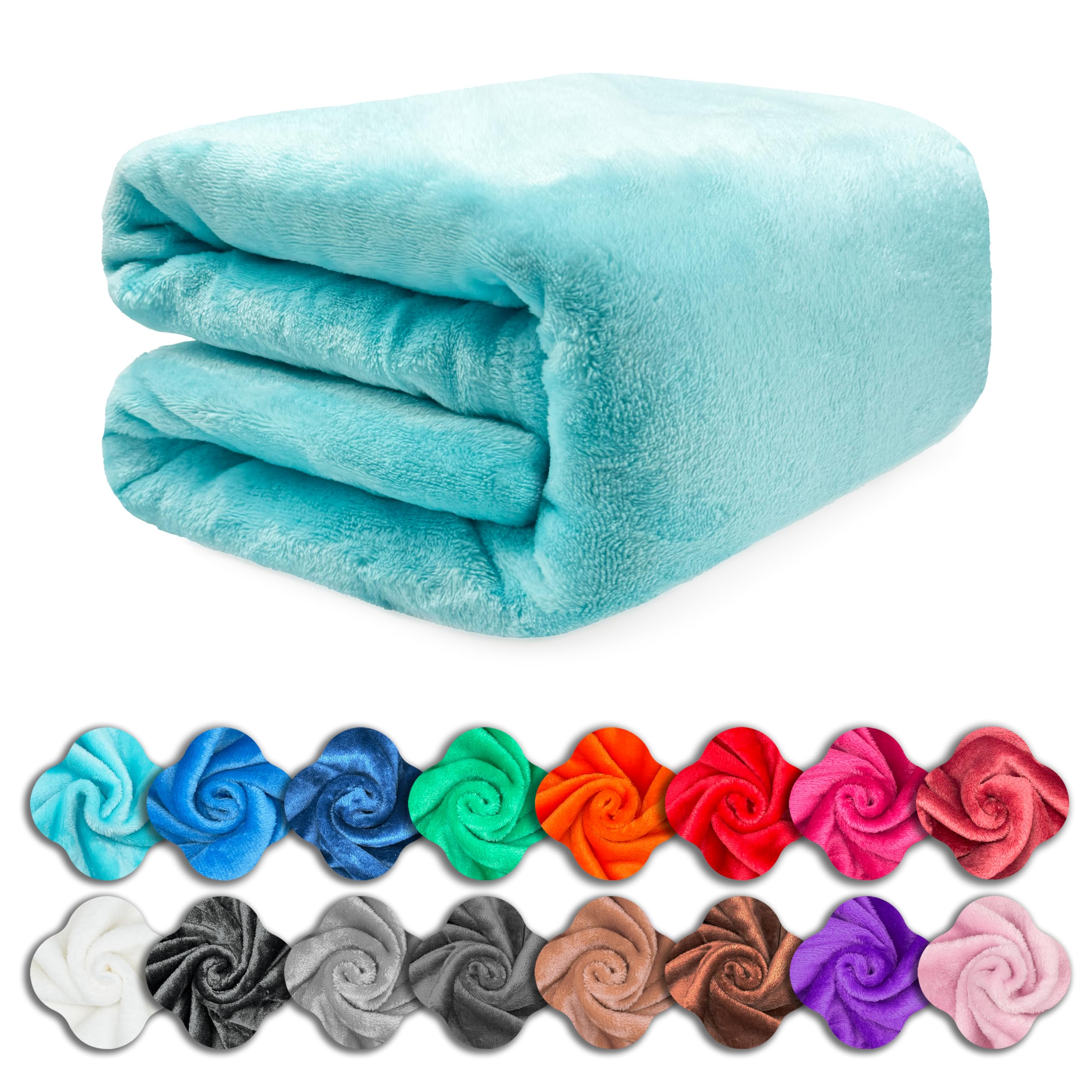 Soft Warm Smooth Polyester Blanket for Sofa, Bed and Home Decor - Minimalist Design, Machine Washable, Size (Light Blue, 130x160cm)