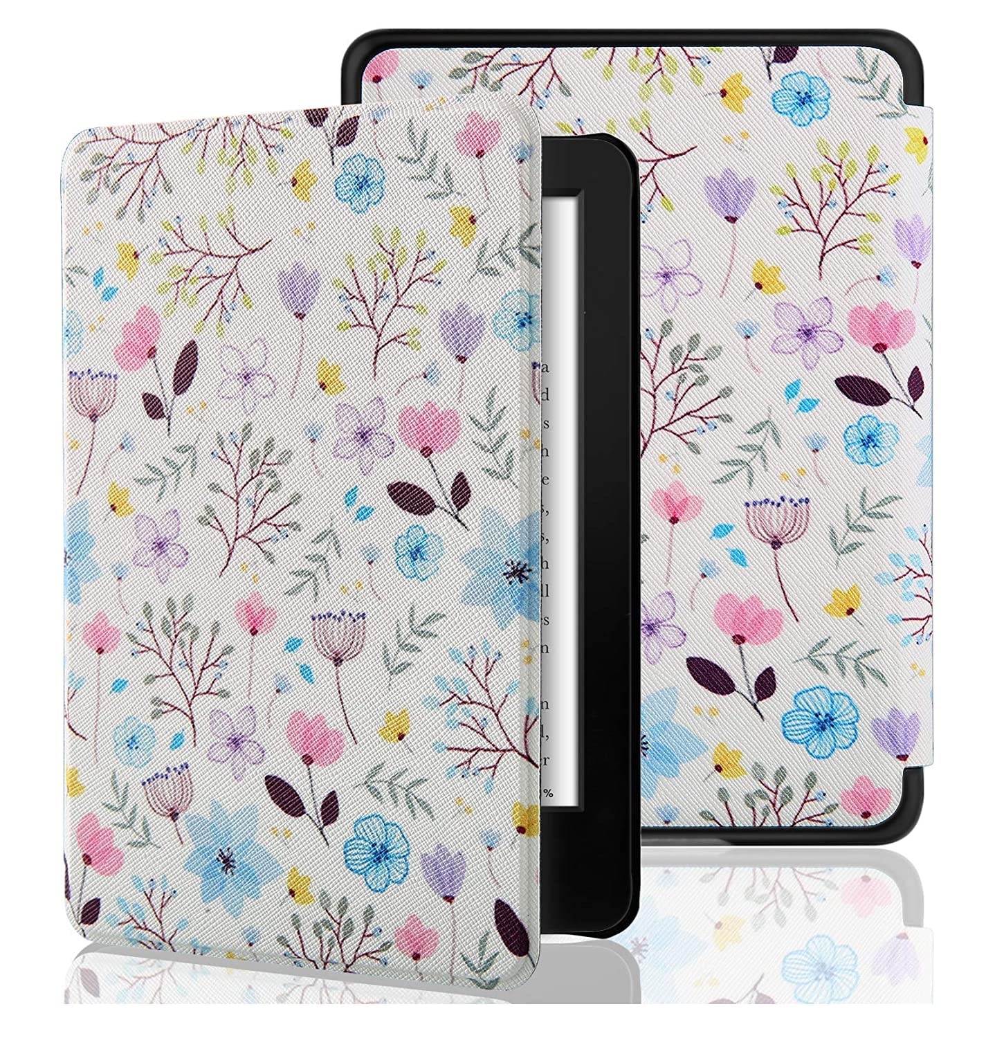 SwooK Classic Printed Magnetic Flip Cover Case for 6.8" Kindle Paperwhite 11 11th Generation 2021 / Kindle Paperwhite Signature Edition Soft Back Flip Cover Case (Flower)