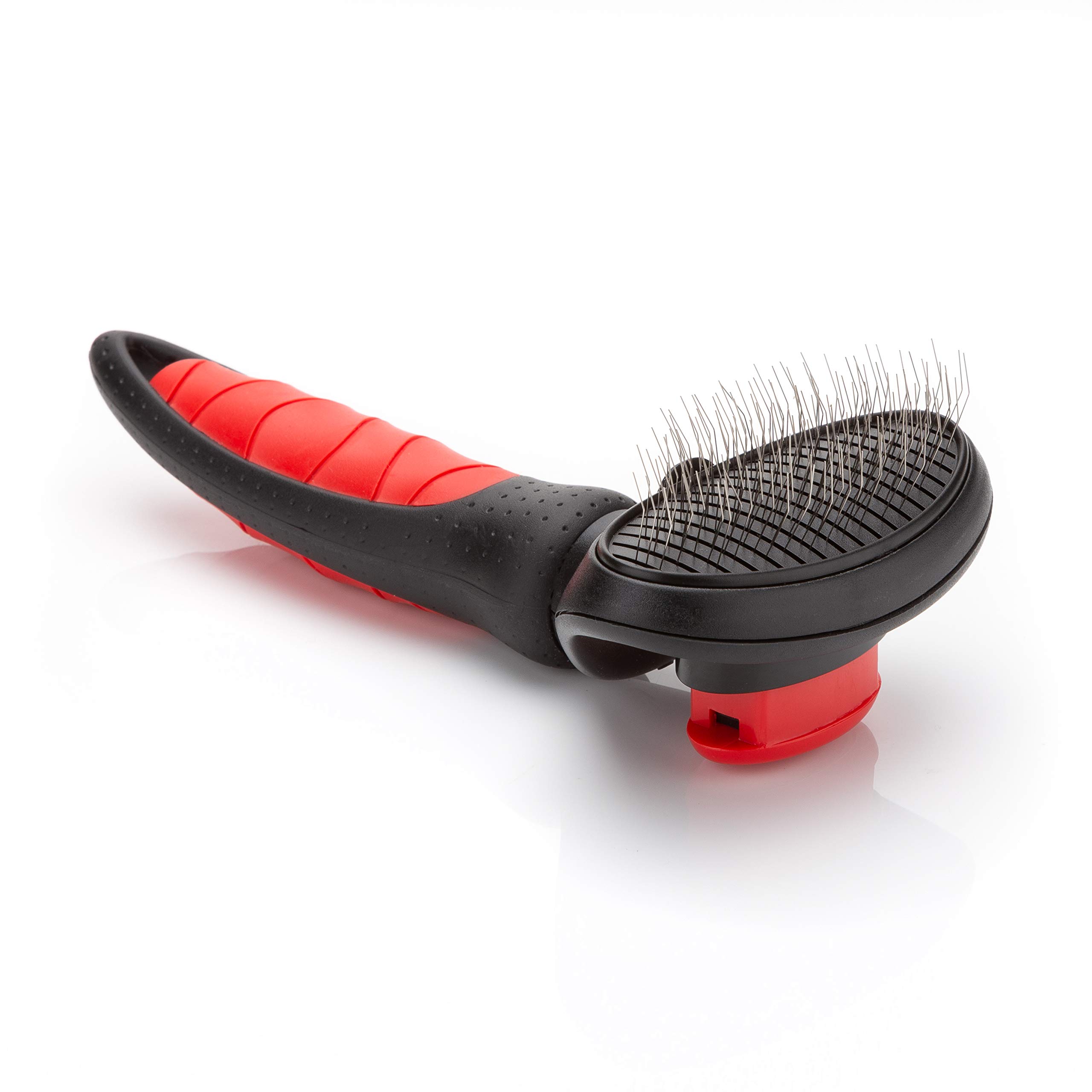 MikkiDog, Cat, Puppy Grooming Slicker BrUSh -Easy Self Clean -For Knots, Tangles -Sml-Med Pet-Small, Clear