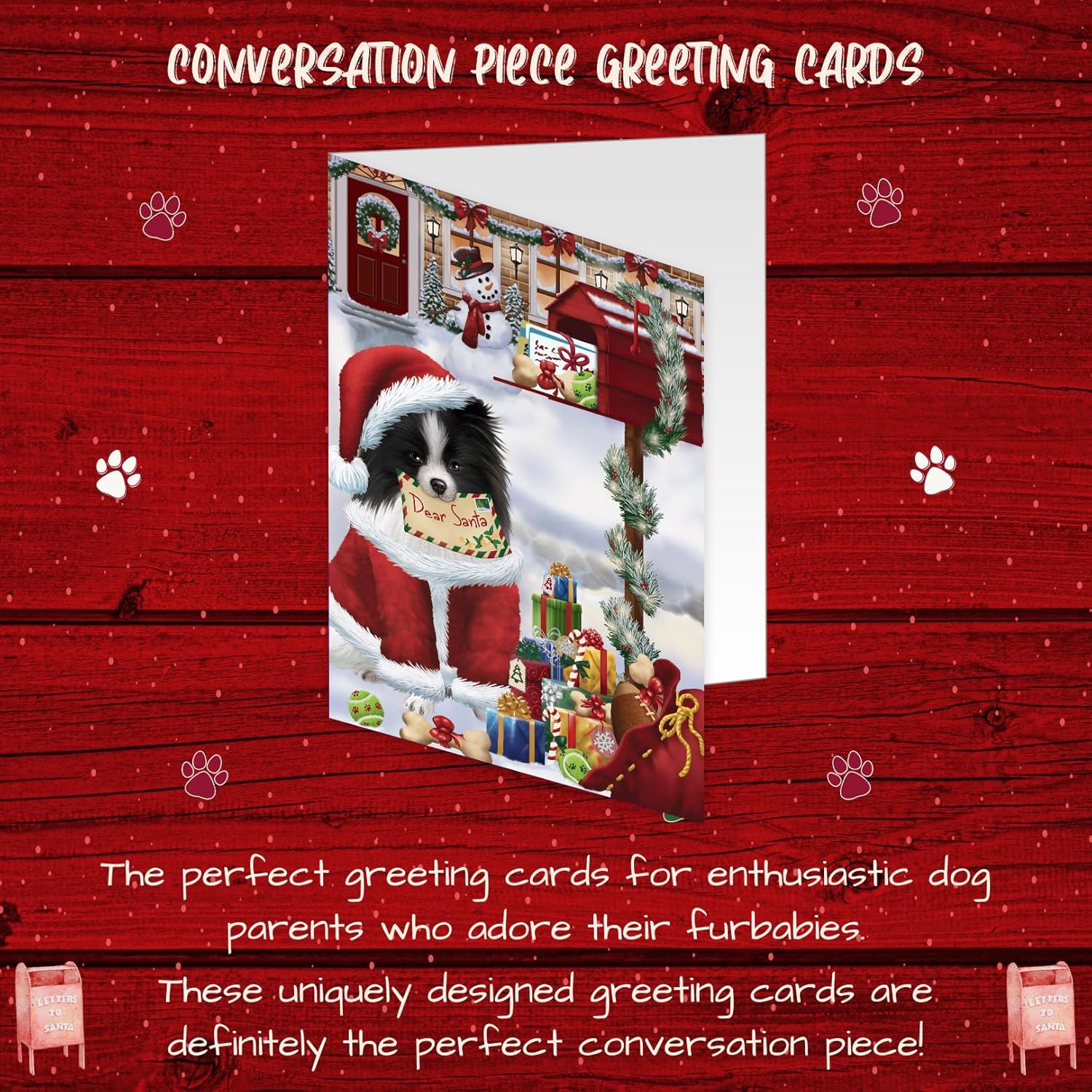 Doggie of the Day Dear Santa Mailbox Christmas Letter Pomeranian Dog Note Cards - Adorable Pets Invitation Cards with Envelopes - Pet Artwork Christmas Note Cards GCD65780 (10 Greeting Cards)