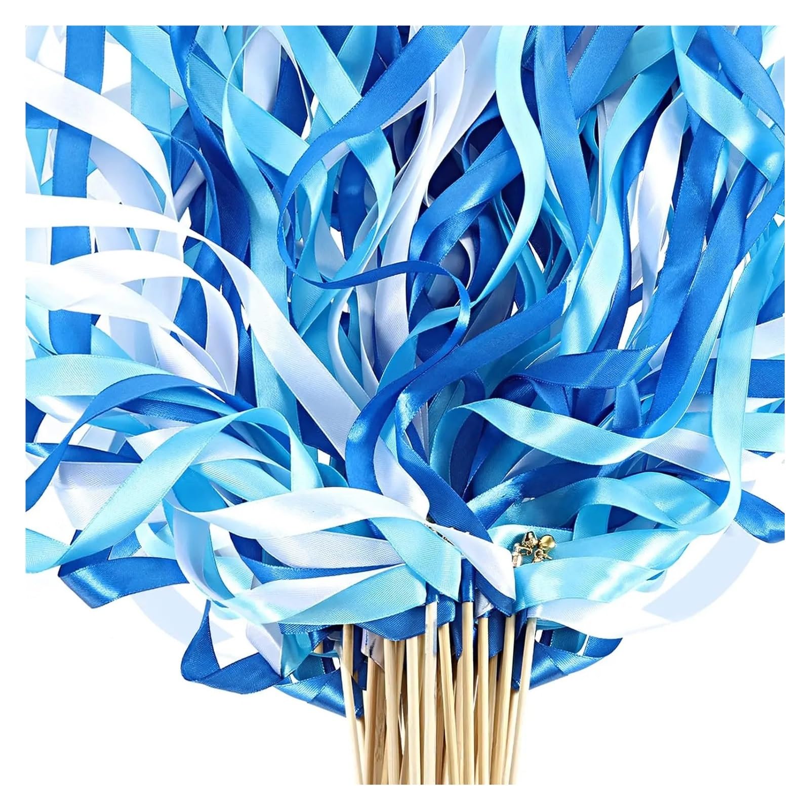 Tanzbänder 100 Stück Seidenband-Zauberstäbe, Luftschlangen mit goldener Glocke, Party-Rhythmus-Band-Luftschlangen for Hochzeit, Brautparty, Gastgeschenke, Foto-Requisiten für Kinder Erwachsene Künstle