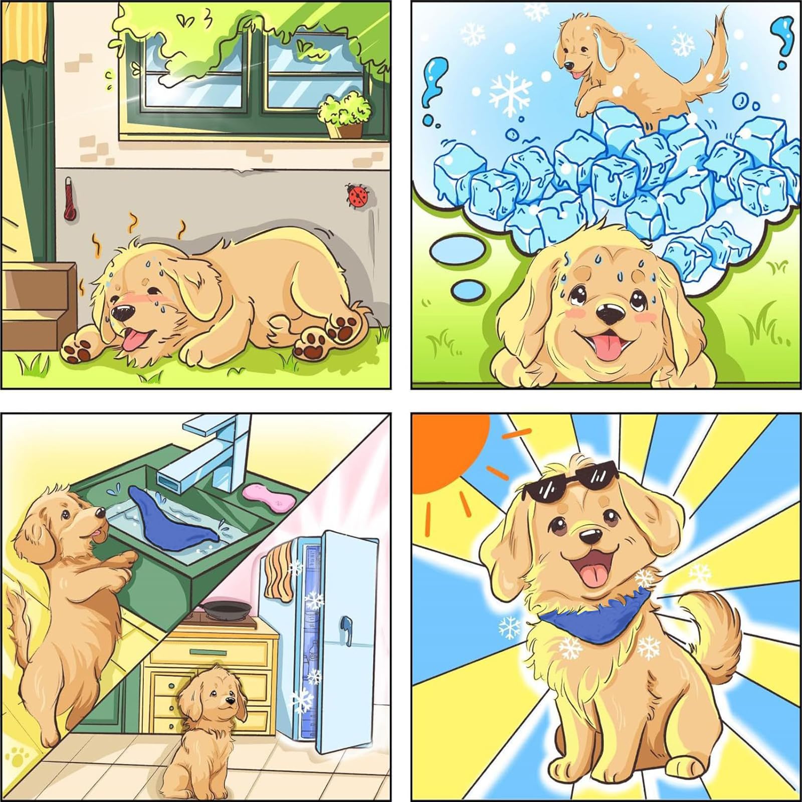 Raffreddamento Collare per Cani, Collari per Cani di Raffreddamento, Bandana Cane, Traspirante Sciarpa per il Ghiaccio per Caniper Animali Domestici in Estate per Attività all'Aperto, Blu, L