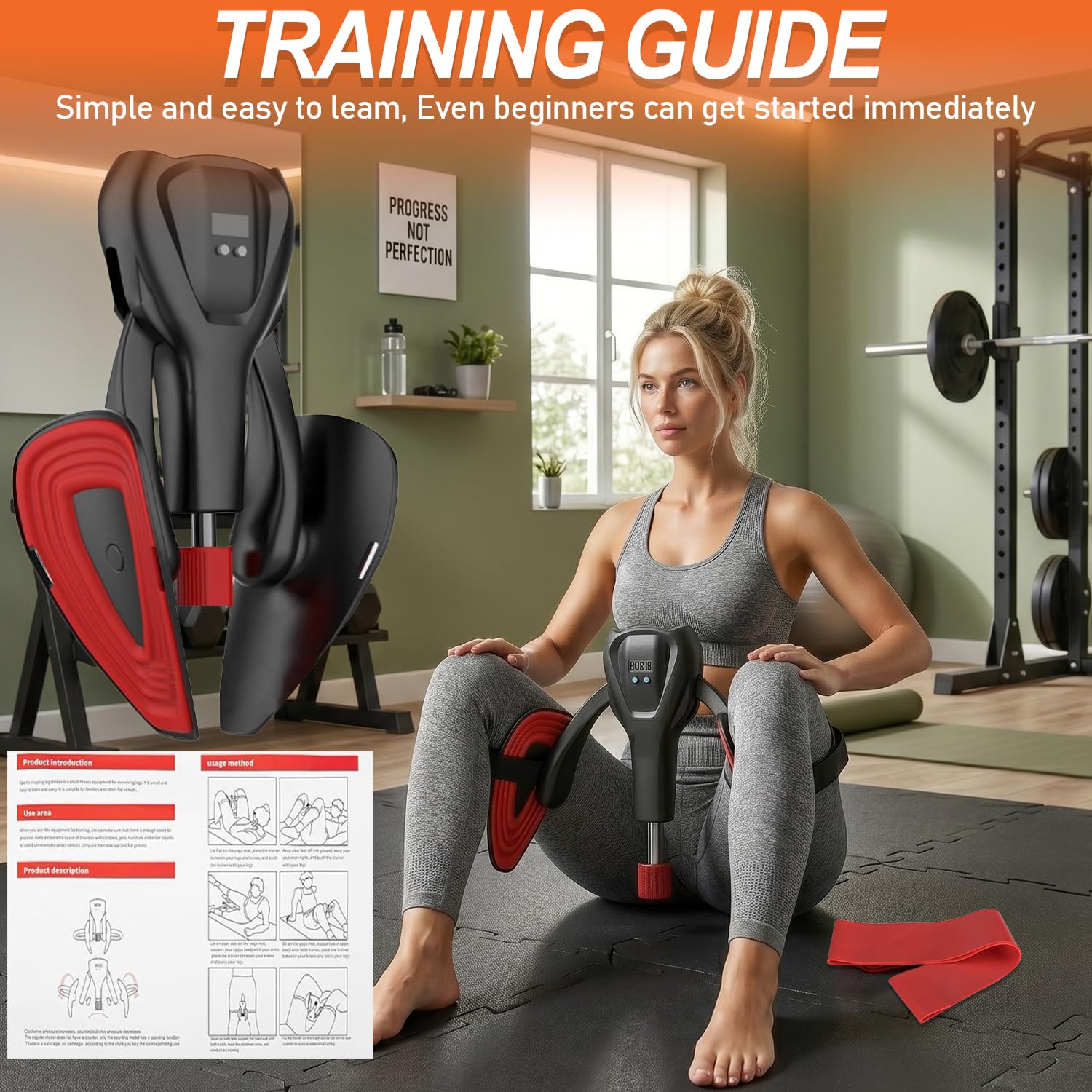 Maître de cuisse amélioré 2026, appareils d'exercice du plancher pelvien réglables de 50 kg pour homme et femme, compteur intelligent Kegel, pince de cuisse avec sangles de jambe et bande de