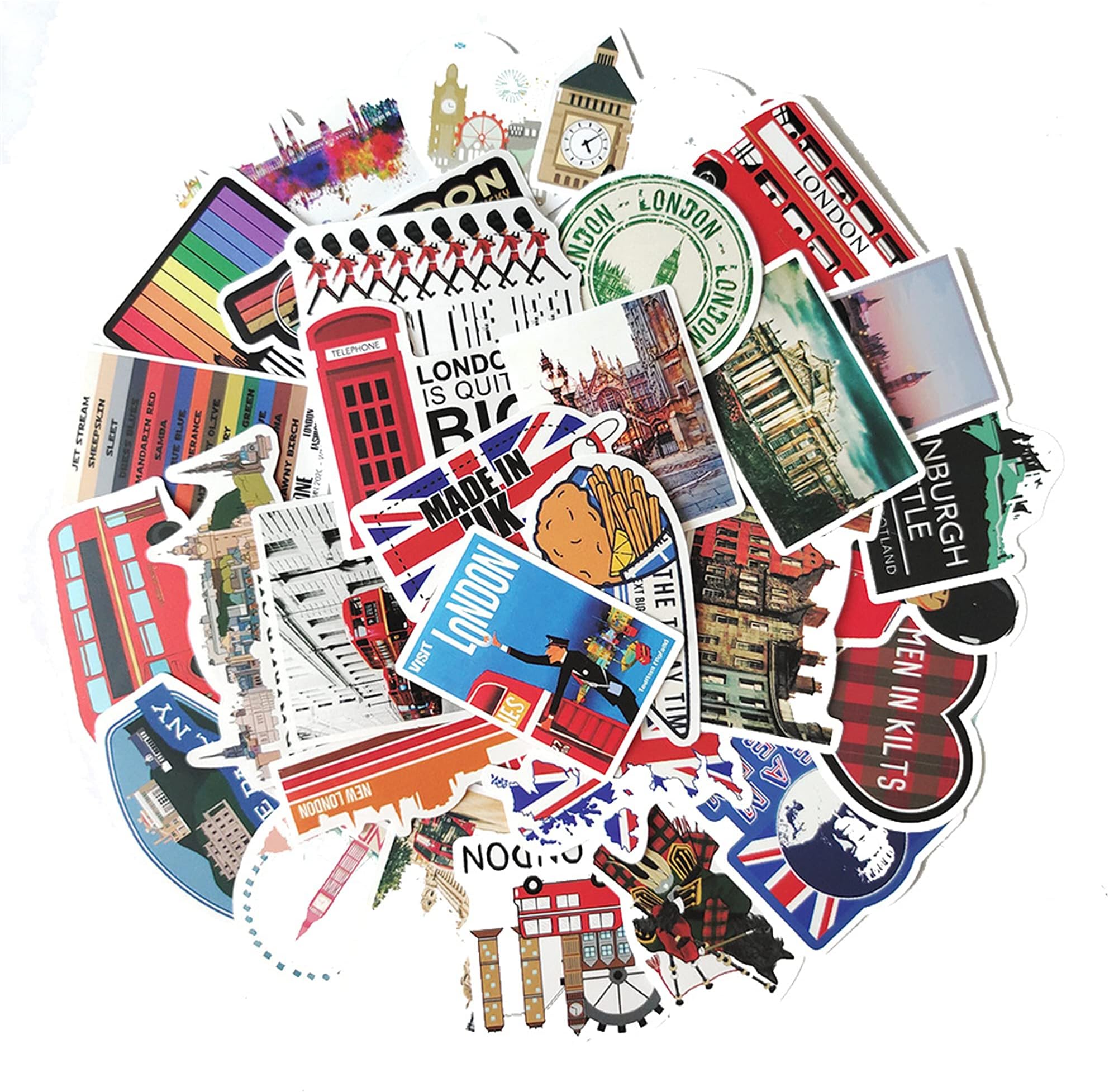 UK Stickers, 50PCs Pack, Buckingham Palace London Stickers for Laptop, Hydro Flask, Water Bottle, Waterproof Vinyl Decals for Girls, Teens, Students(UK)
