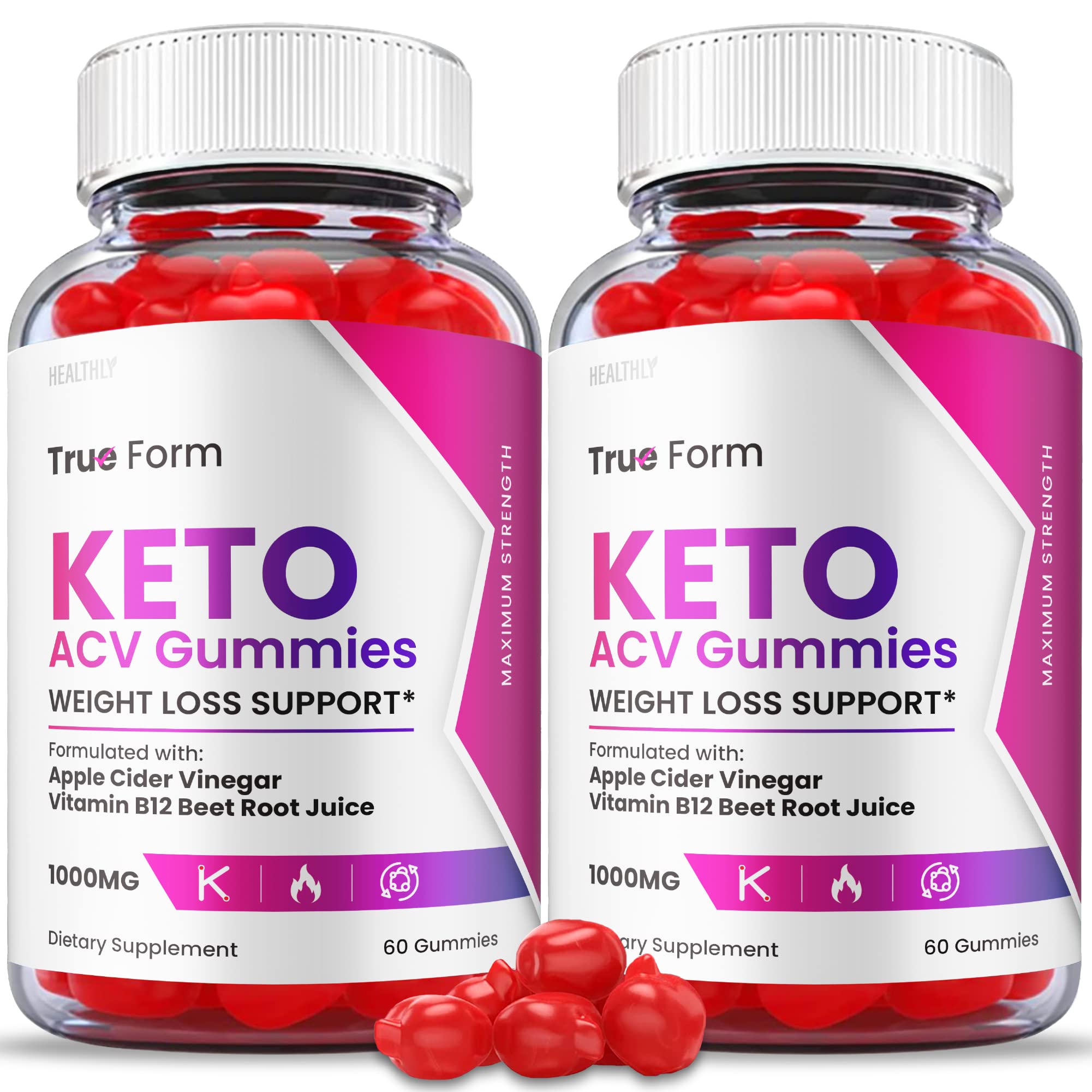 (2 Pack) True Form Keto Gummies - Official Formula, Vegan - True Form Keto ACV Gummies, True Form Keto Gummies Plus ACV, Apple Cider Vinegar, Vitamin B12, Beet Root Juice Keto Gummies (120 Gummies)