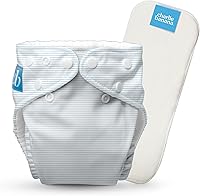 Vista 1 de Charlie Banana Pañales de tela, reutilizables, lavables, ajustables, talla única, para bebés y niños pequeños, con inserto absorbente, rayas