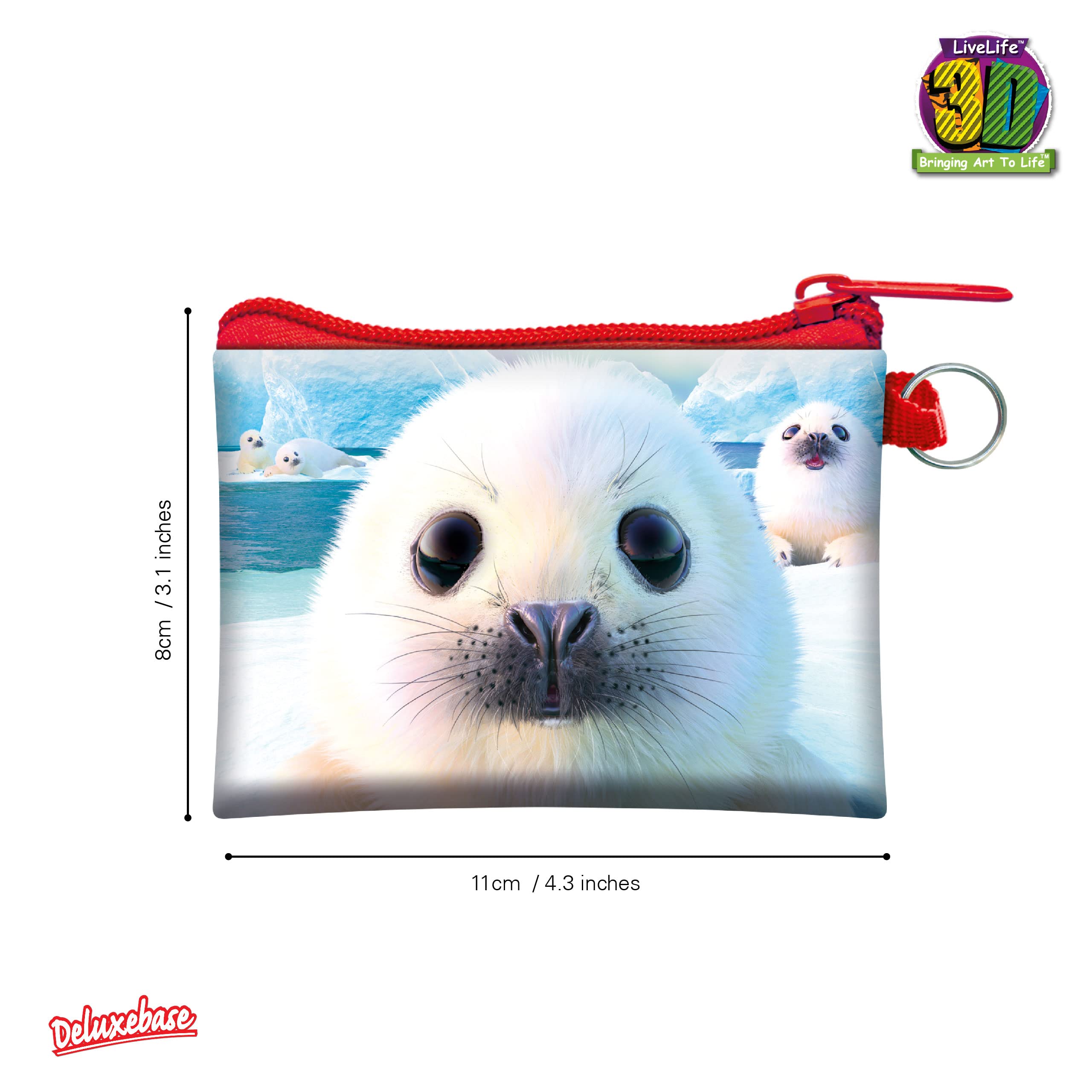 3D LiveLife Coin Purse - Seal Pups from Deluxebase. Lenticular 3D Ocean Purse. Cash, coin and card holder with secure zipper featuring artwork licensed from renowned David Penfound