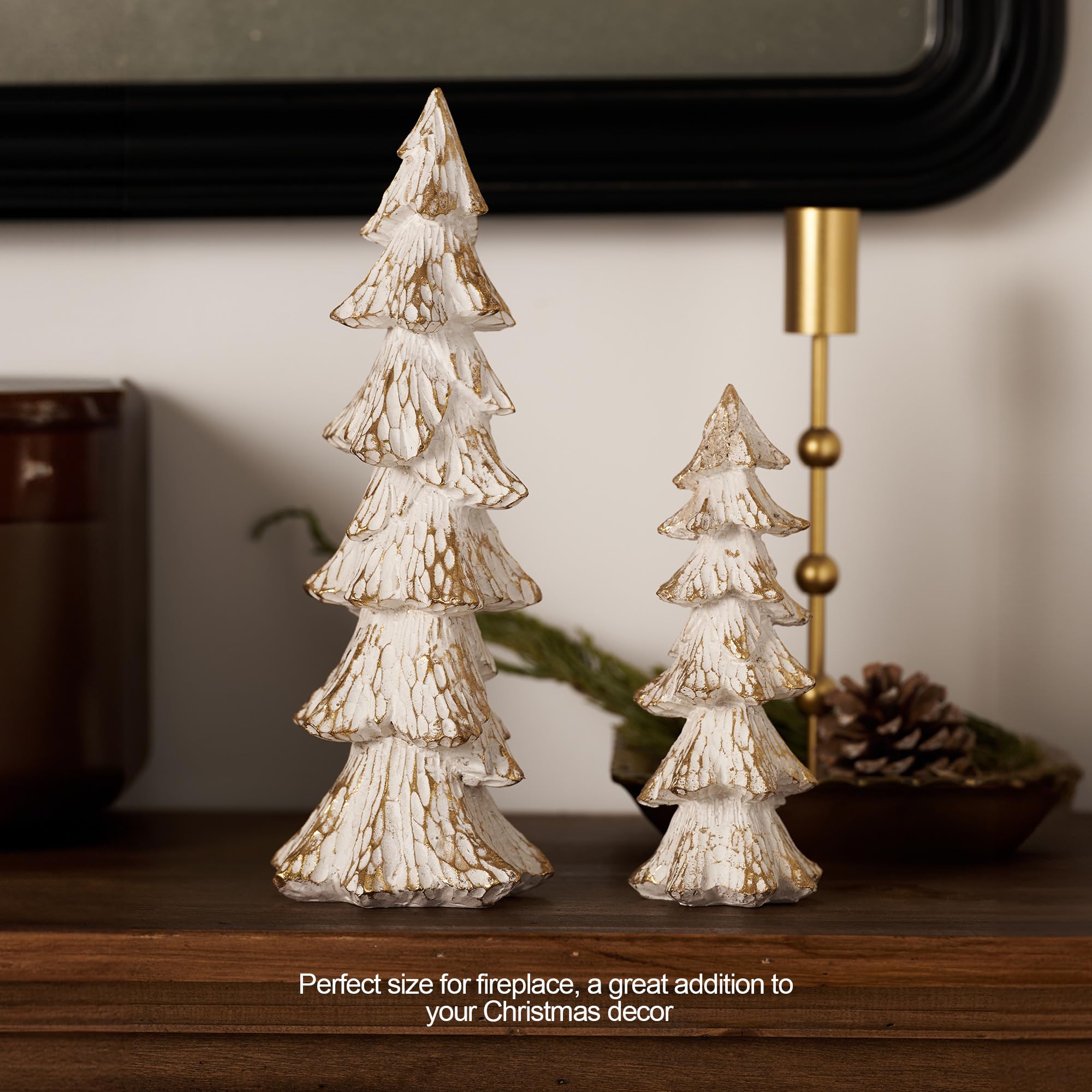 KiaoTime Simple Elegant Ceramic Christmas Tree Tabletop Counter Centerpiece Mantel Shelf Home Decor Accents Xmas Christmas Tree Decoration Ornament ( On