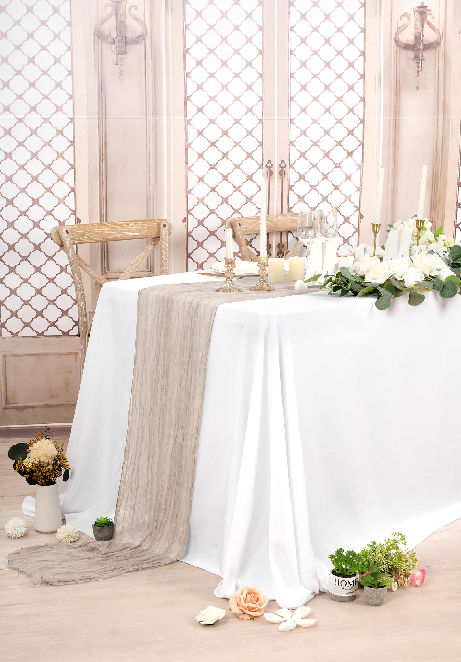 Gaze-Tischläufer Für Hochzeiten & Partys – 3 M Lang, 89 Cm Breit, 2 Stück, Boho-Design In Altrosa